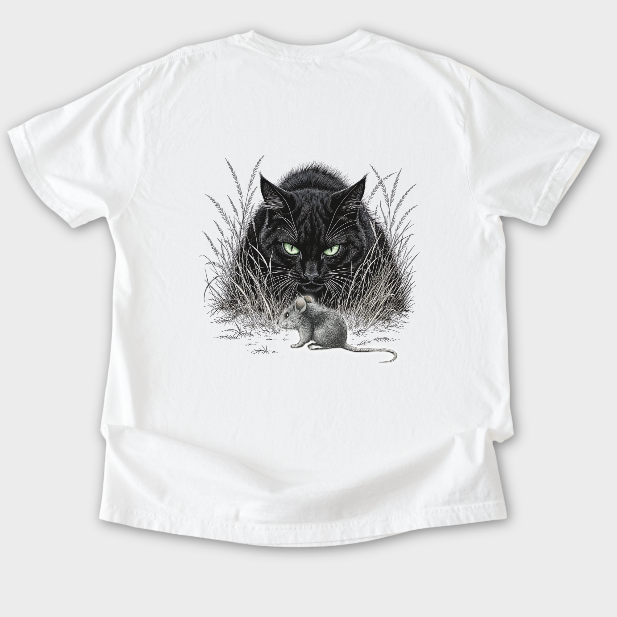 Line Art Too Long Didnt Read TLDR Cat plus Mouse Cat Graphic Comfort Colors T-Shirt in White-T-Shirt-Fetch N Found