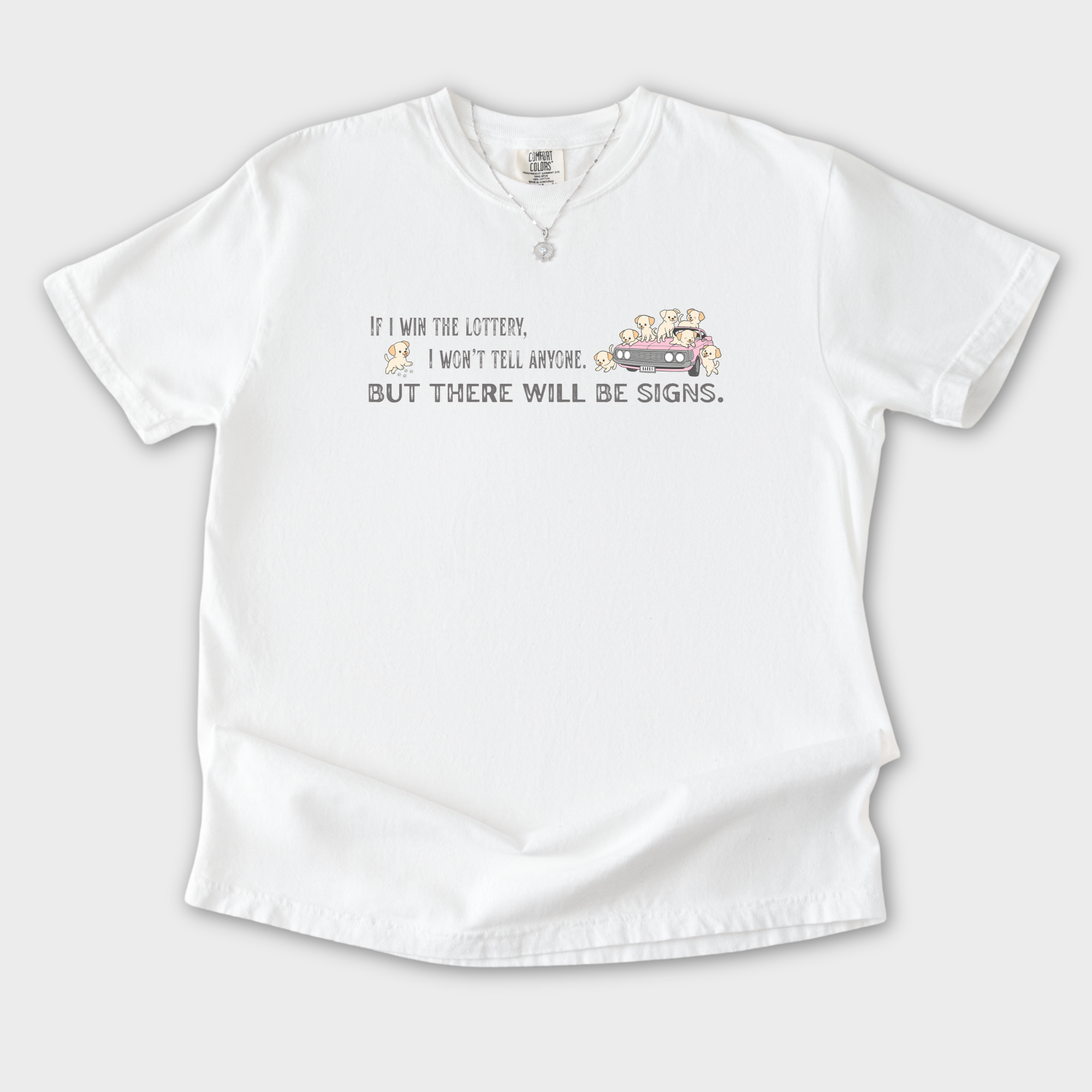 Retro If I Won The Lottery There Would Be Signs Dog Version Dog Graphic Comfort Colors T-Shirt in White-T-Shirt-White-S-Fetch N Found