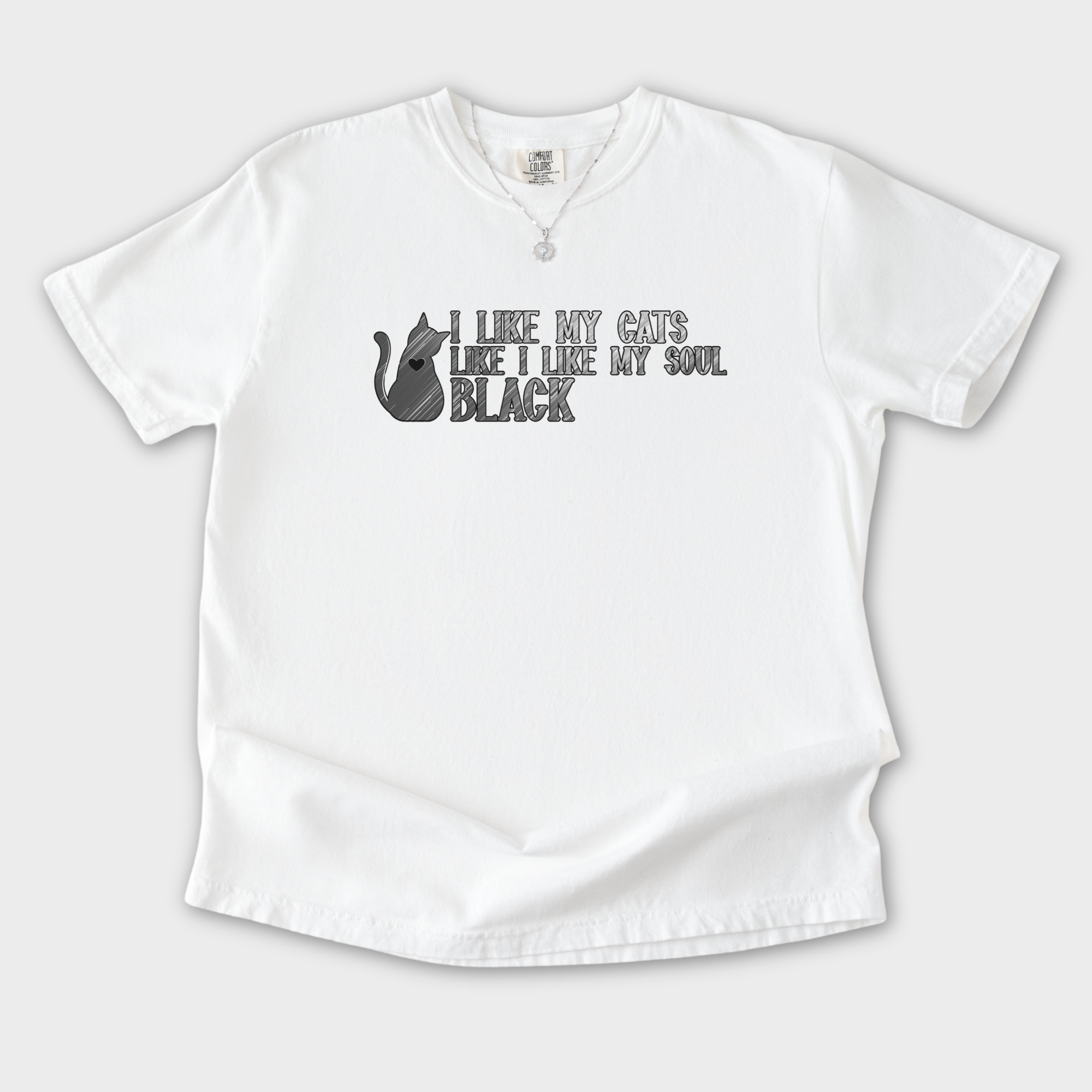 Retro I like my pets like I like my soul Cat Text Comfort Colors T-Shirt in White