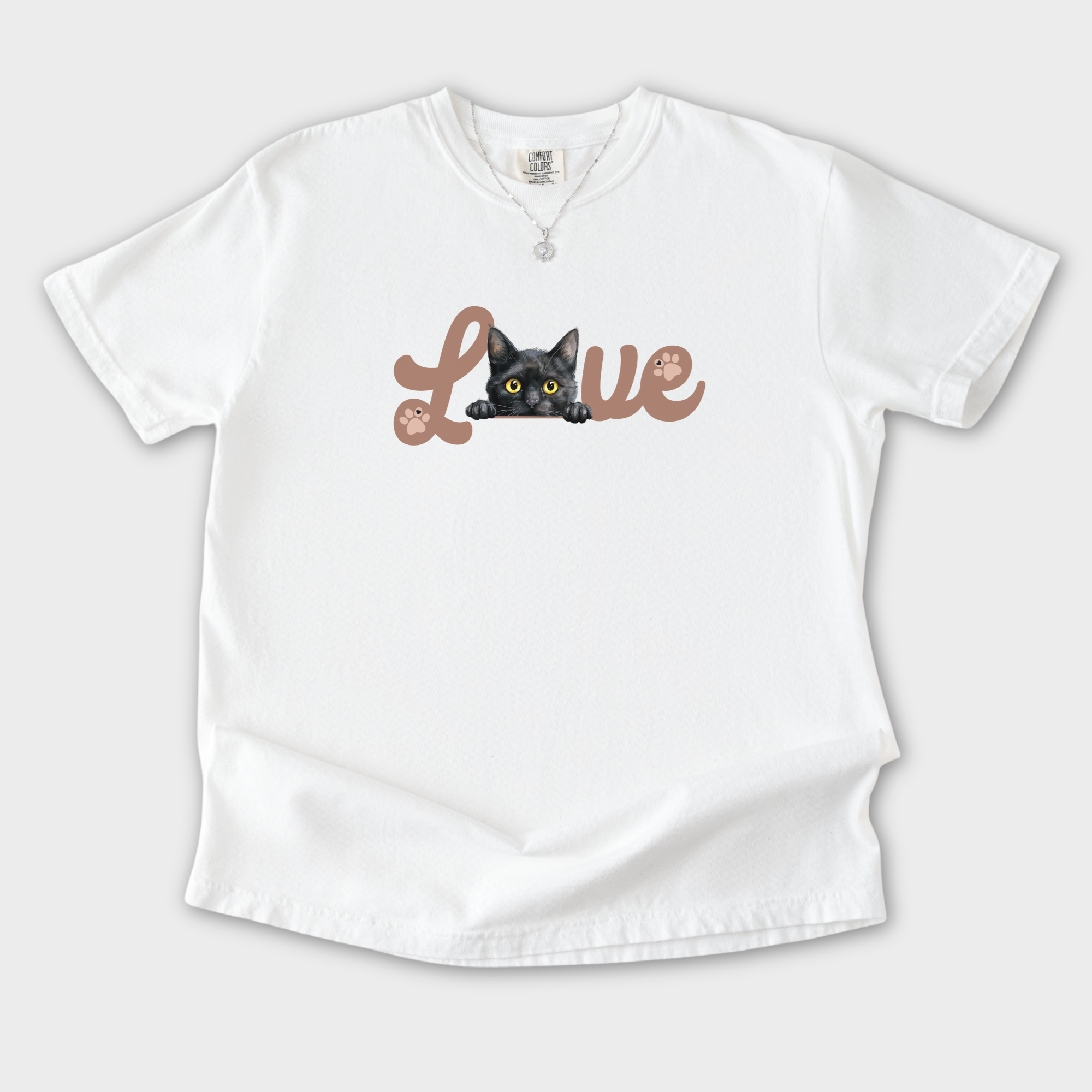 Retro Cute Black L-O-V-E Cat Minimalist in White