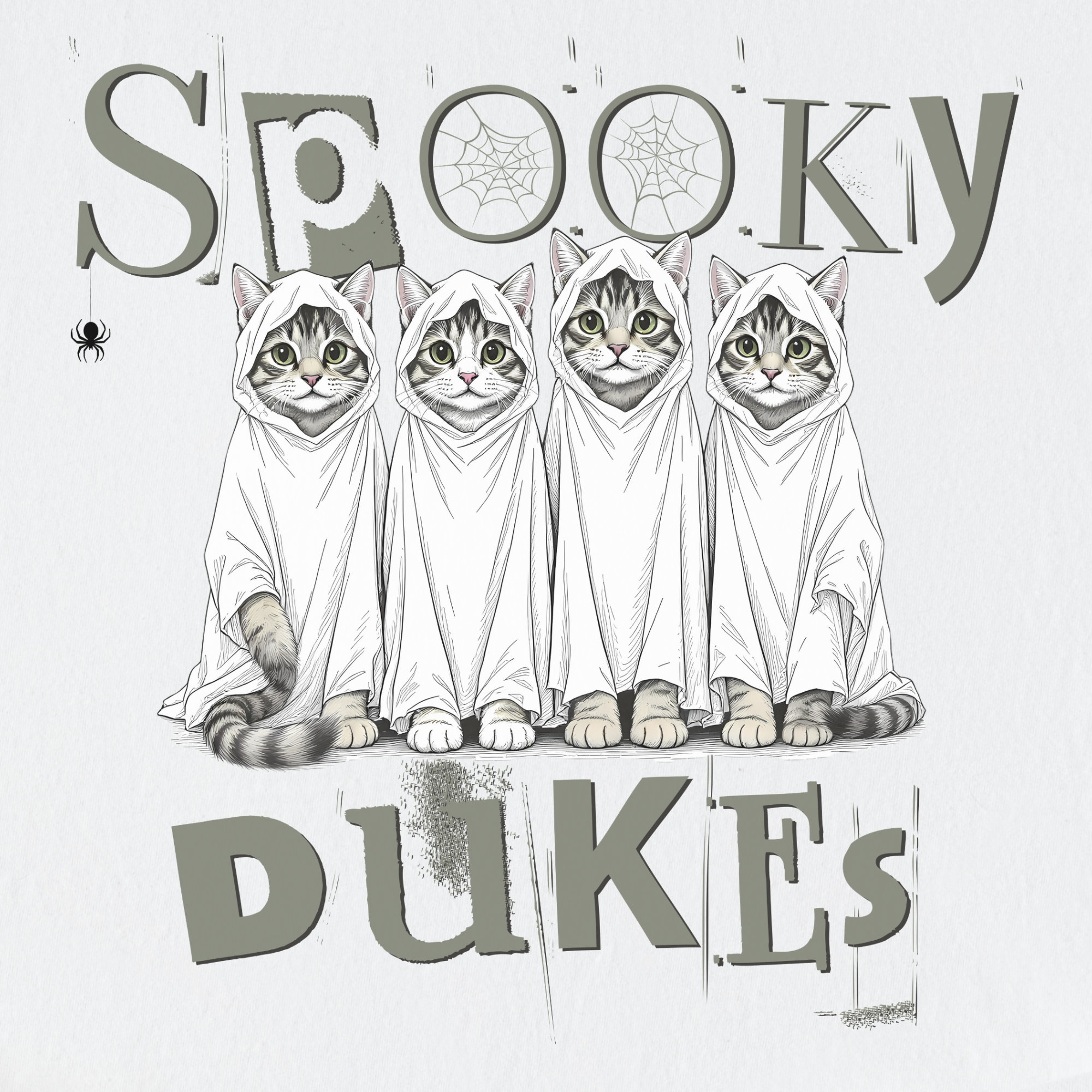Vintage Spooky Dukes Trick-or-Treaters Cat Graphic Comfort Colors T-Shirt in White-T-Shirt-Fetch N Found