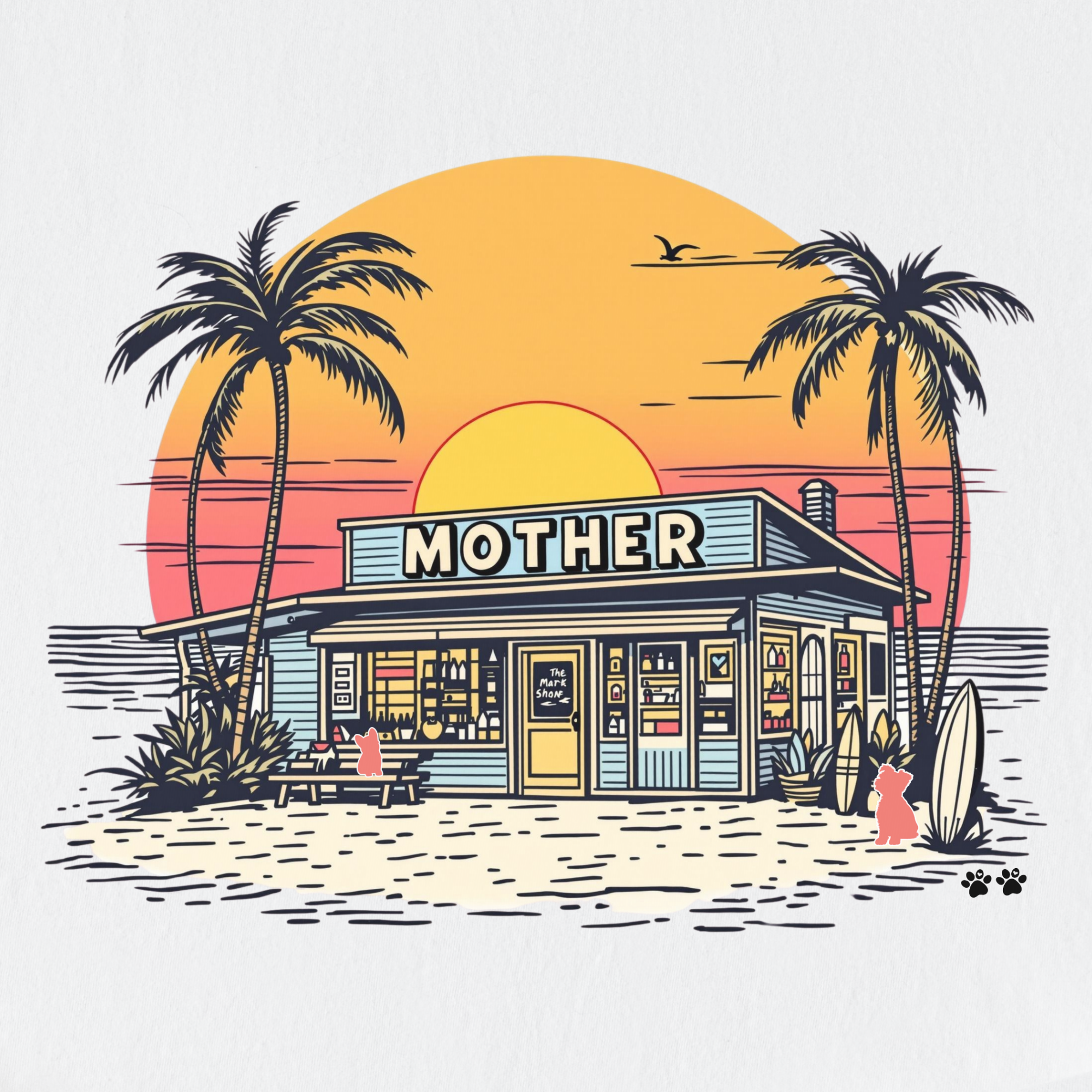 Vintage Mother Surf Shop Dog Graphic Comfort Colors T-Shirt in White-T-Shirt-Fetch N Found
