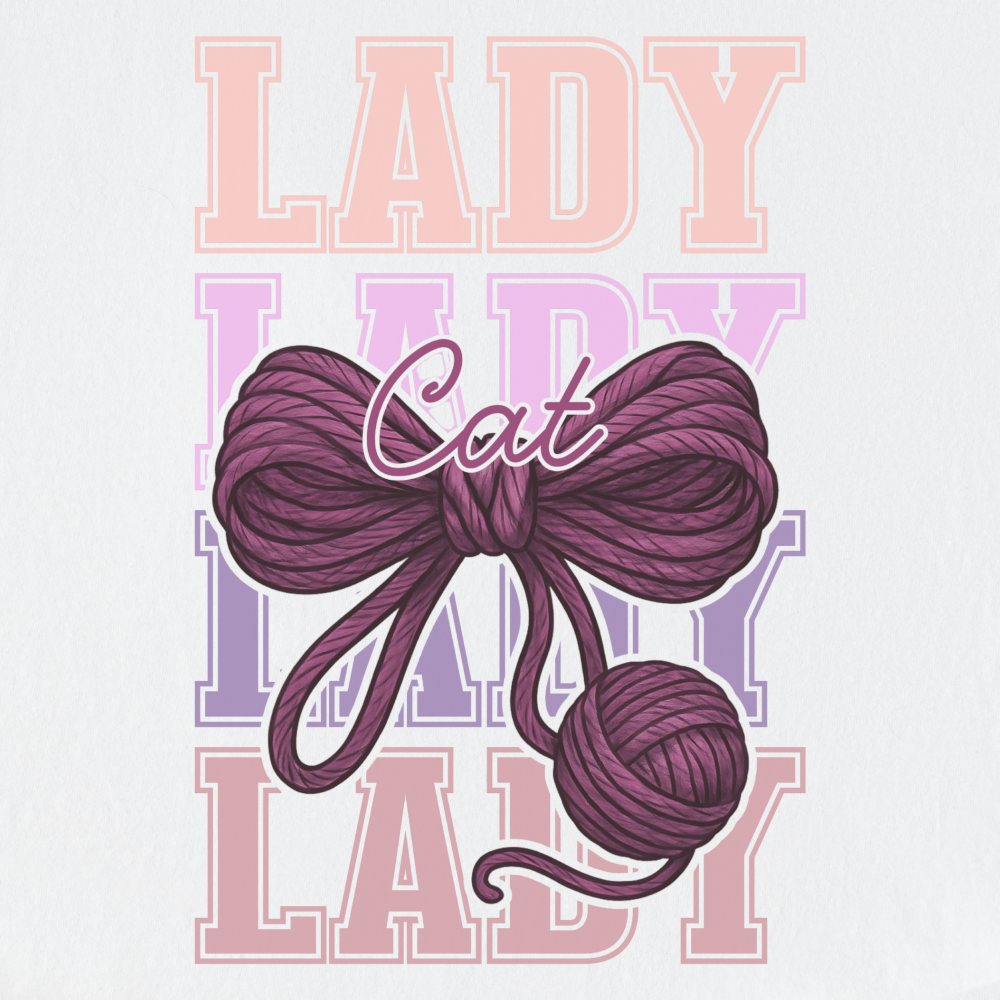 Retro Cat LADY Yarn Bow Cat Bow Comfort Colors T-Shirt in White