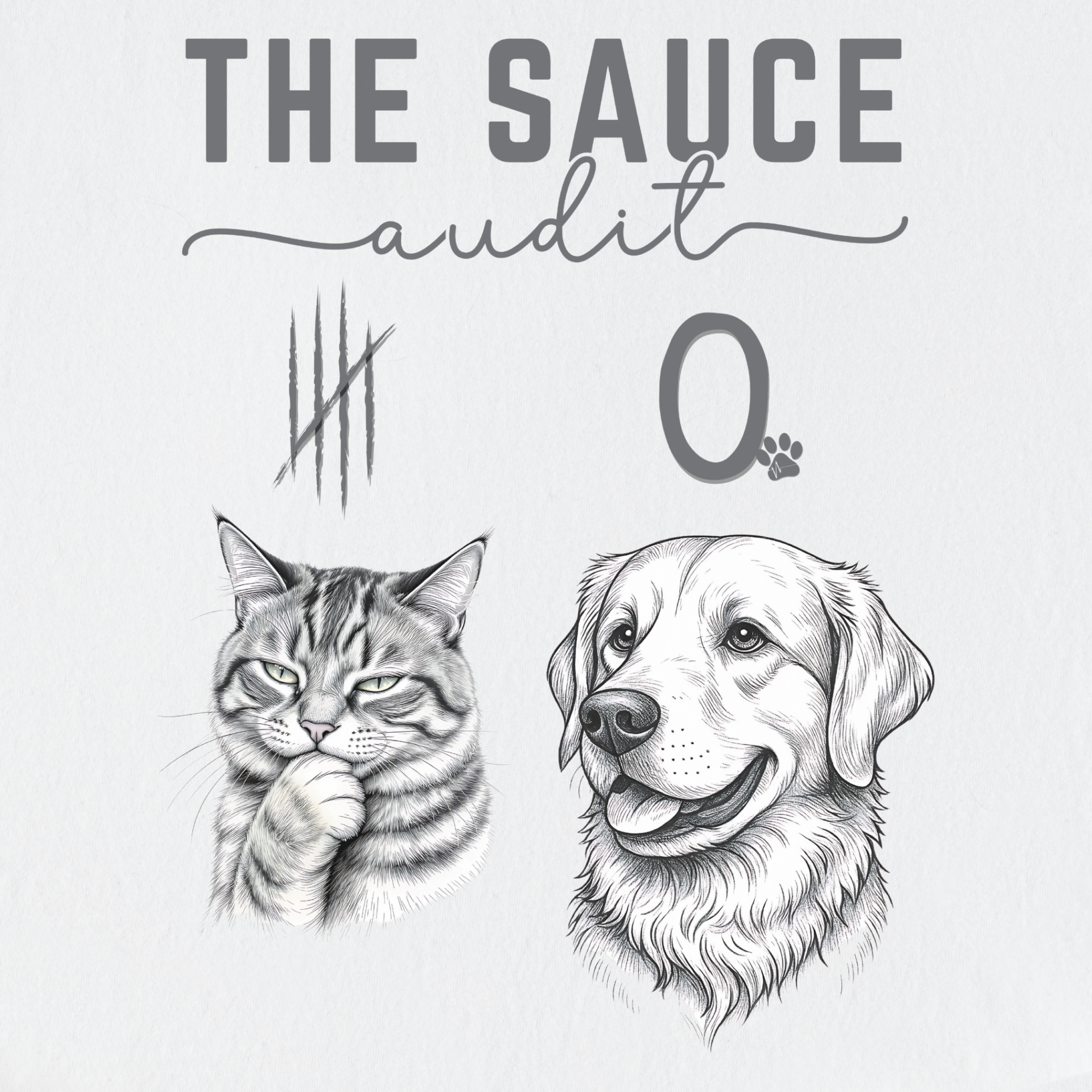 Line Art Who Gives the Sauce Cat v Dog Sauce Audit Dog Graphic Comfort Colors T-Shirt in White-T-Shirt-Fetch N Found