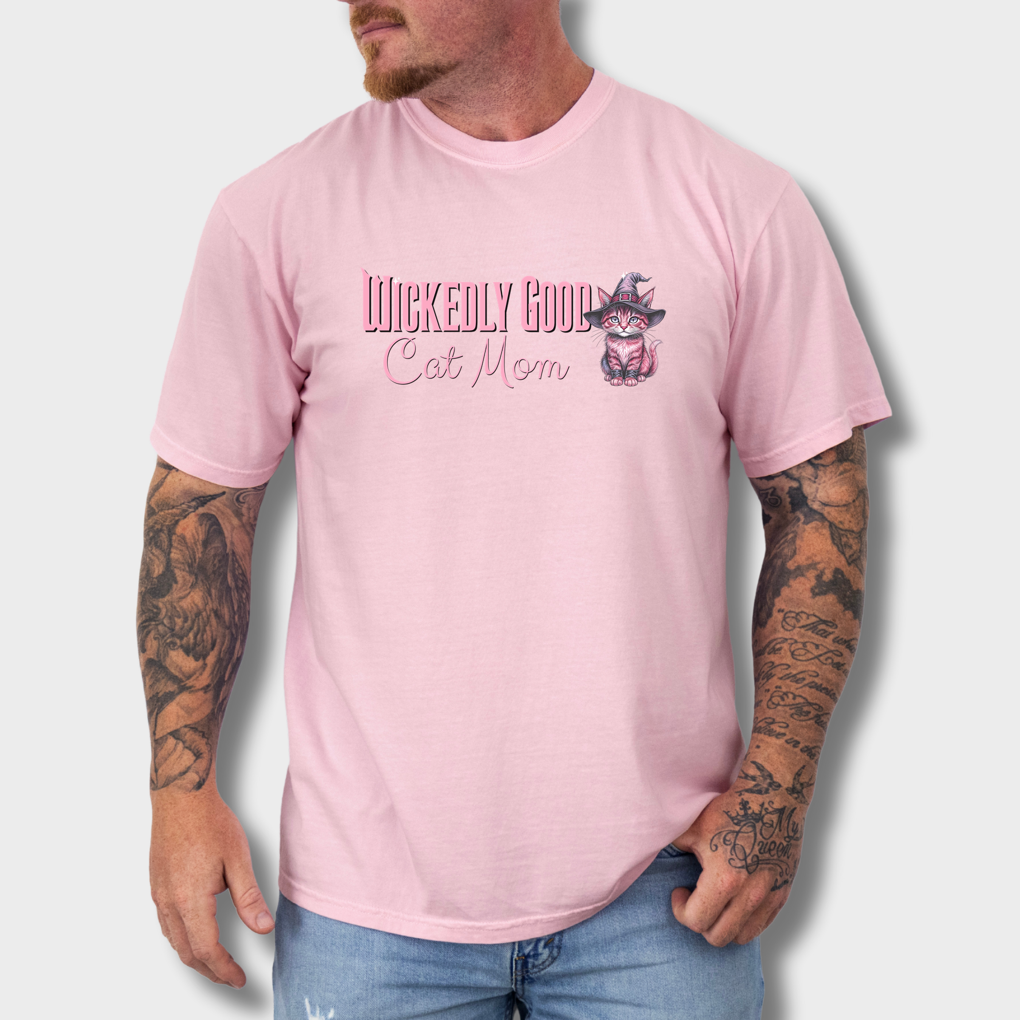 Movie-Inspired Pink Wickedly Good Cat Mom Cat Graphic Comfort Colors T-Shirt in Blossom-T-Shirt-Blossom-Fetch N Found