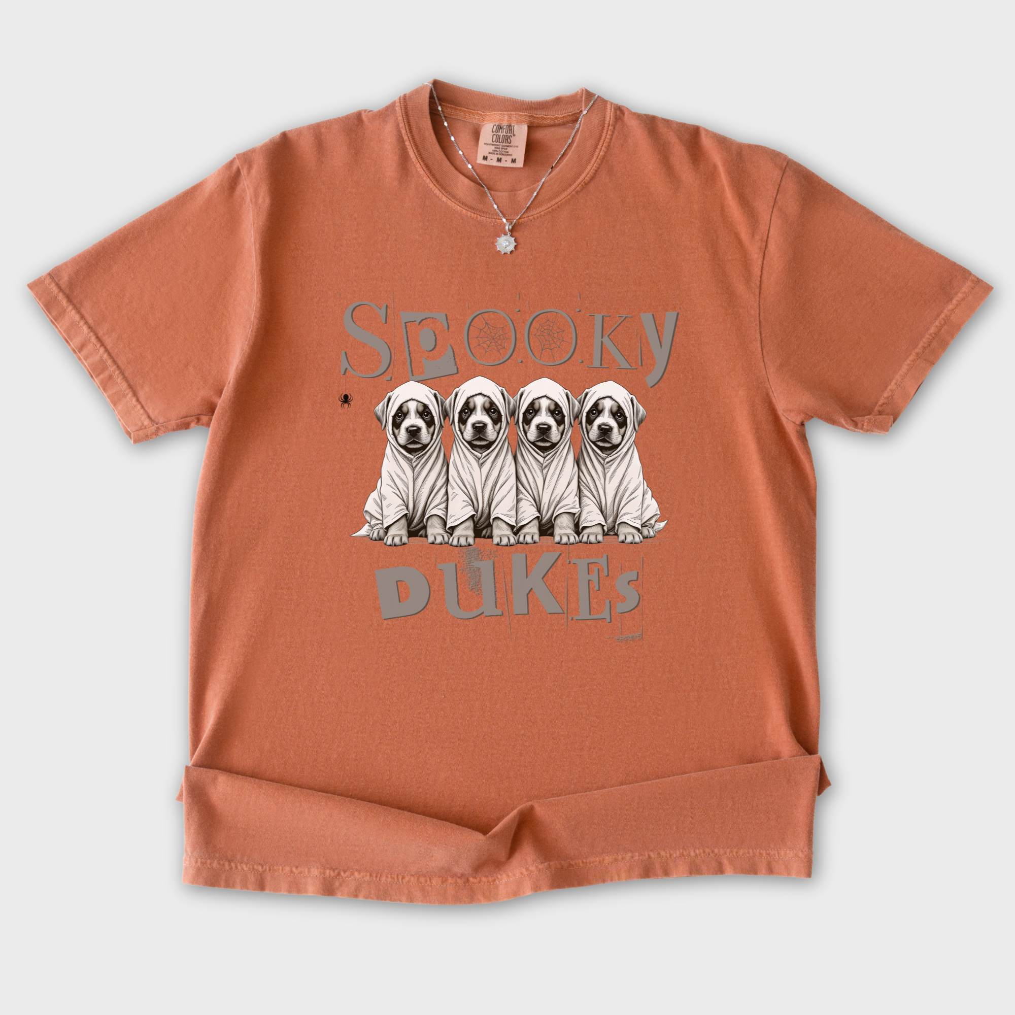 Vintage Spooky Dukes Trick-or-Treaters Dog Graphic Comfort Colors T-Shirt in Yam-T-Shirt-Yam-S-Fetch N Found