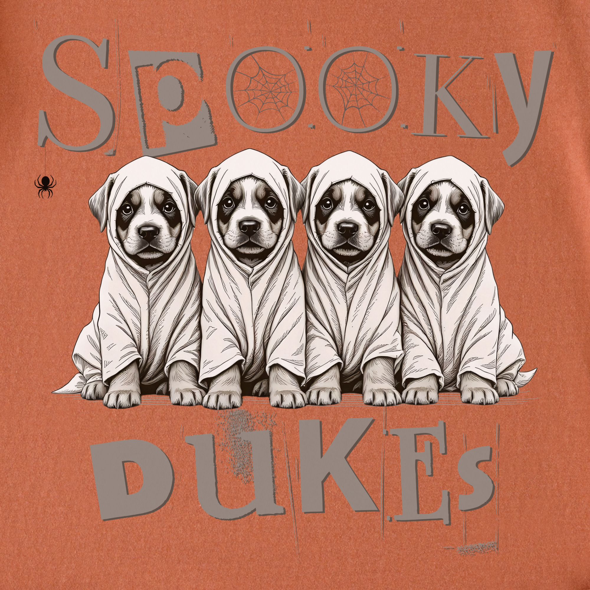 Vintage Spooky Dukes Trick-or-Treaters Dog Graphic Comfort Colors T-Shirt in Yam-T-Shirt-Fetch N Found