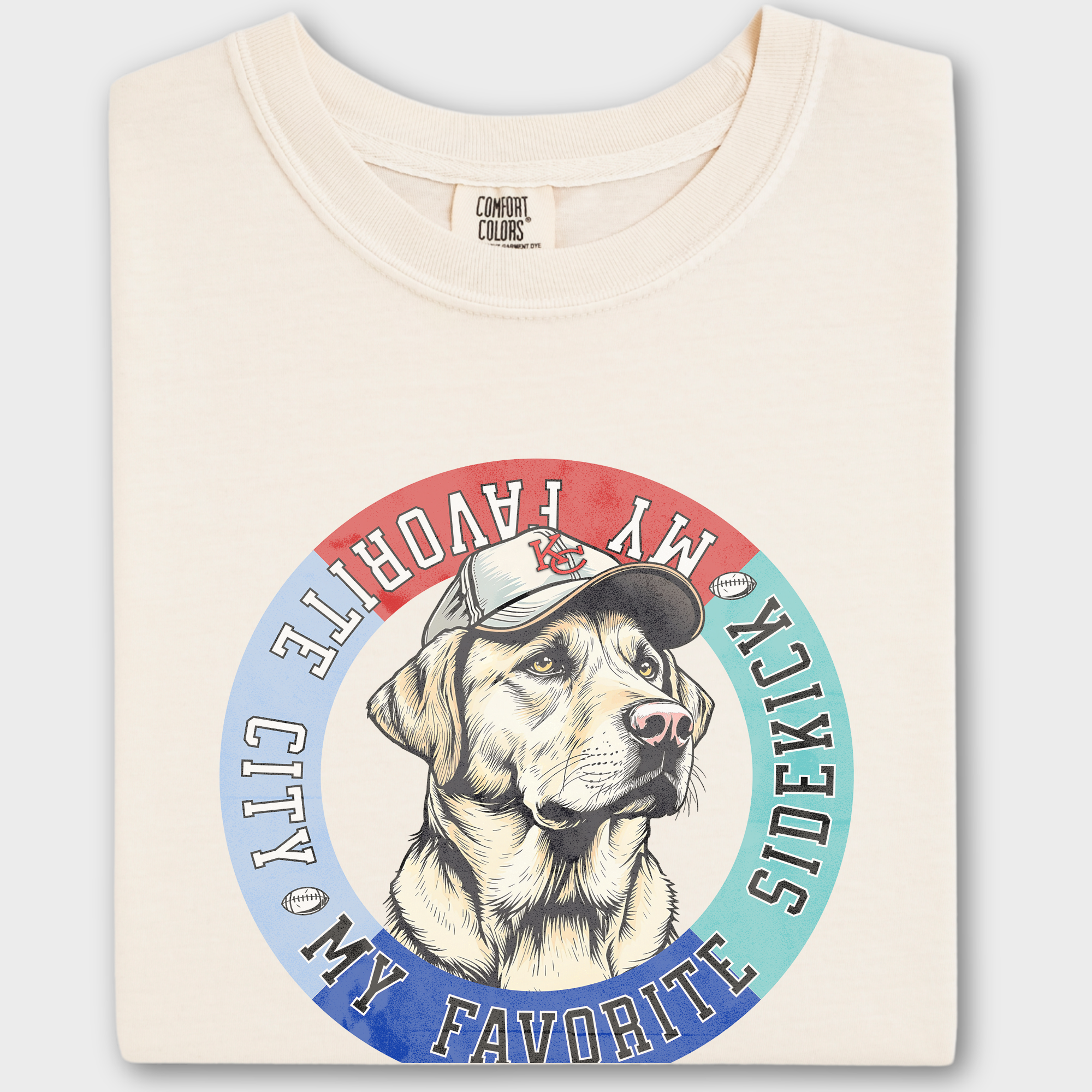 Vintage Yellow Lab KC Pride Dog Graphic Comfort Colors T-Shirt in Ivory-Fetch N Found