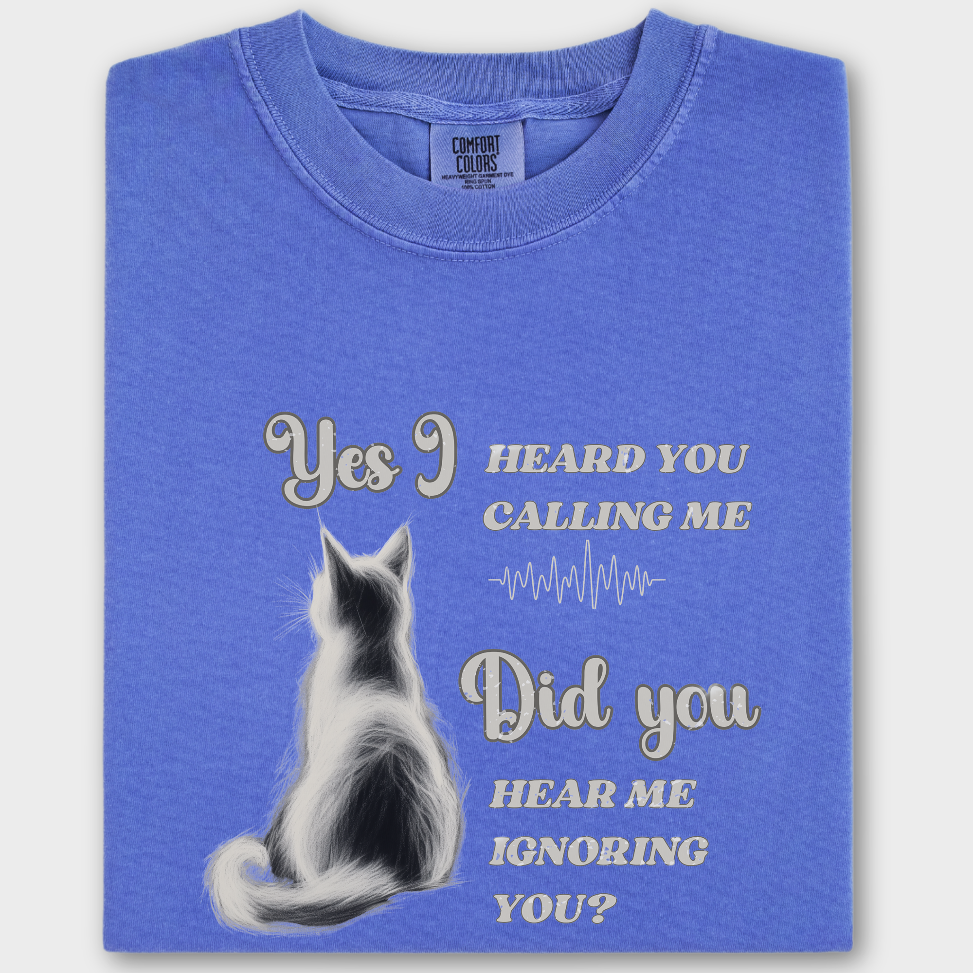 Vintage Yes I Heard You Cat Graphic Comfort Colors T-Shirt in Flo Blue-Fetch N Found