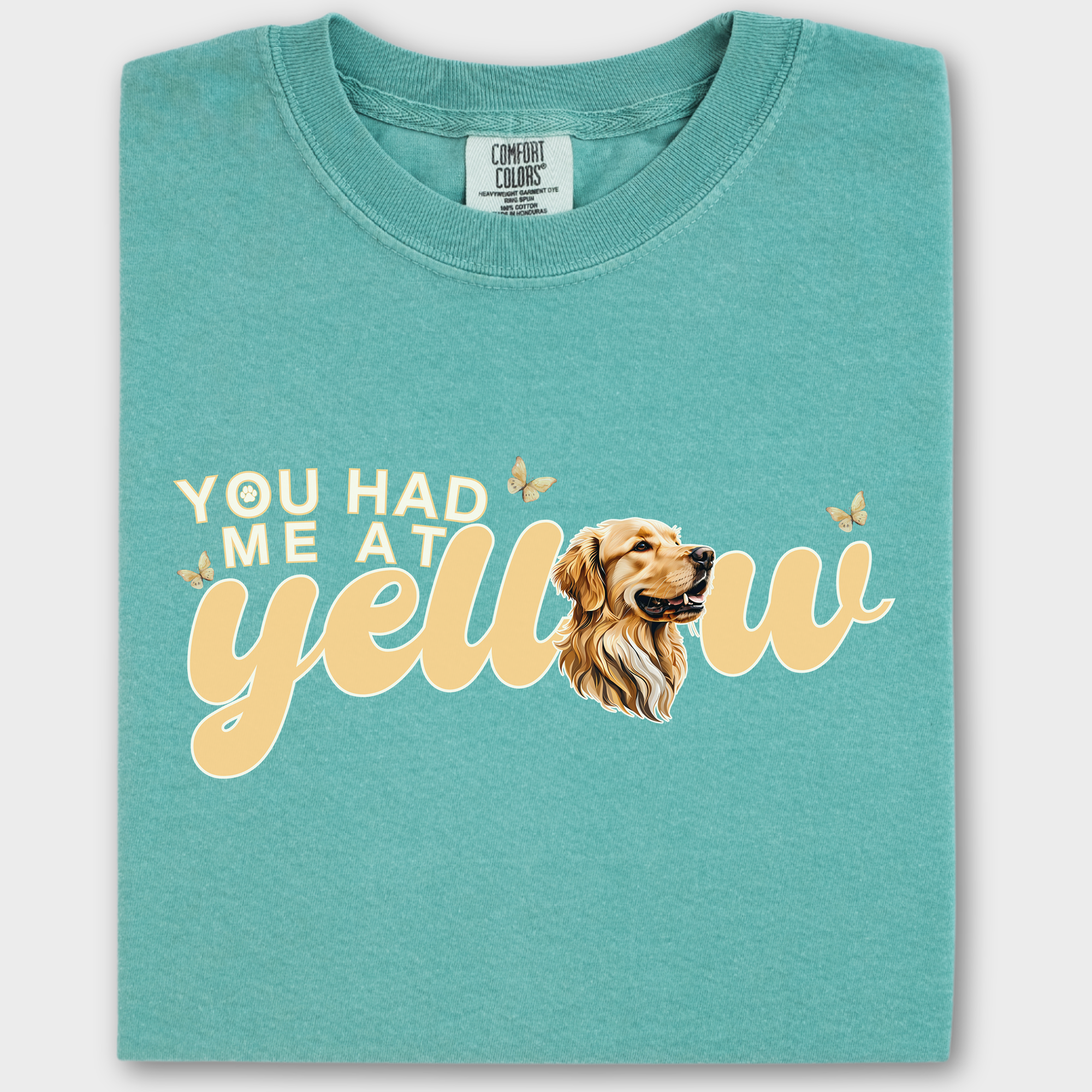 Movie-Inspired You Had Me At Yellow Labrardor Retreiver Dog Text Comfort Colors T-Shirt in Seafoam-T-Shirt-Seafoam-Fetch N Found