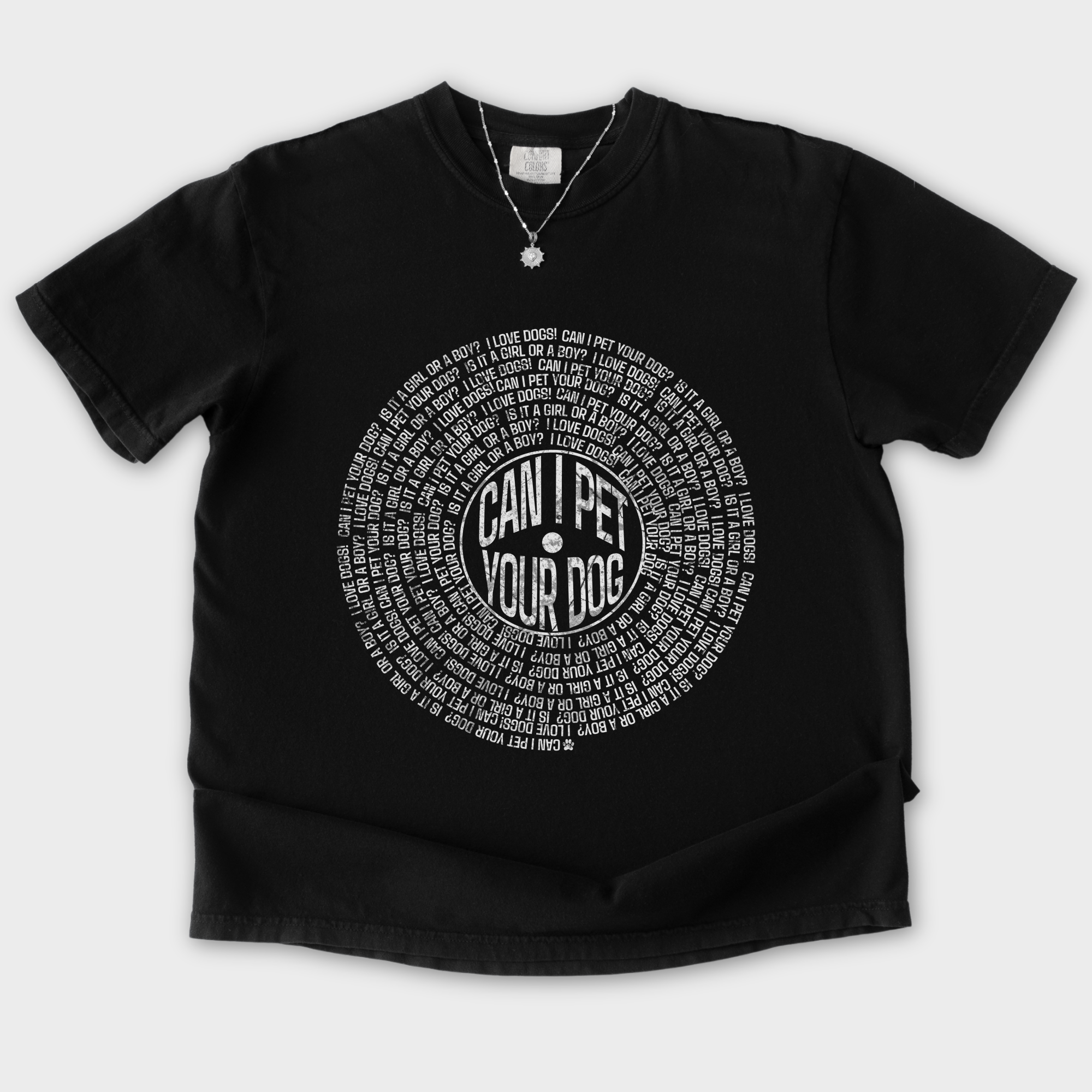 vintage-can-i-pet-your-dog-analog-record-song-dog-graphic-comfort-colors-t-shirt-in-black - Black Flat Lay Front
