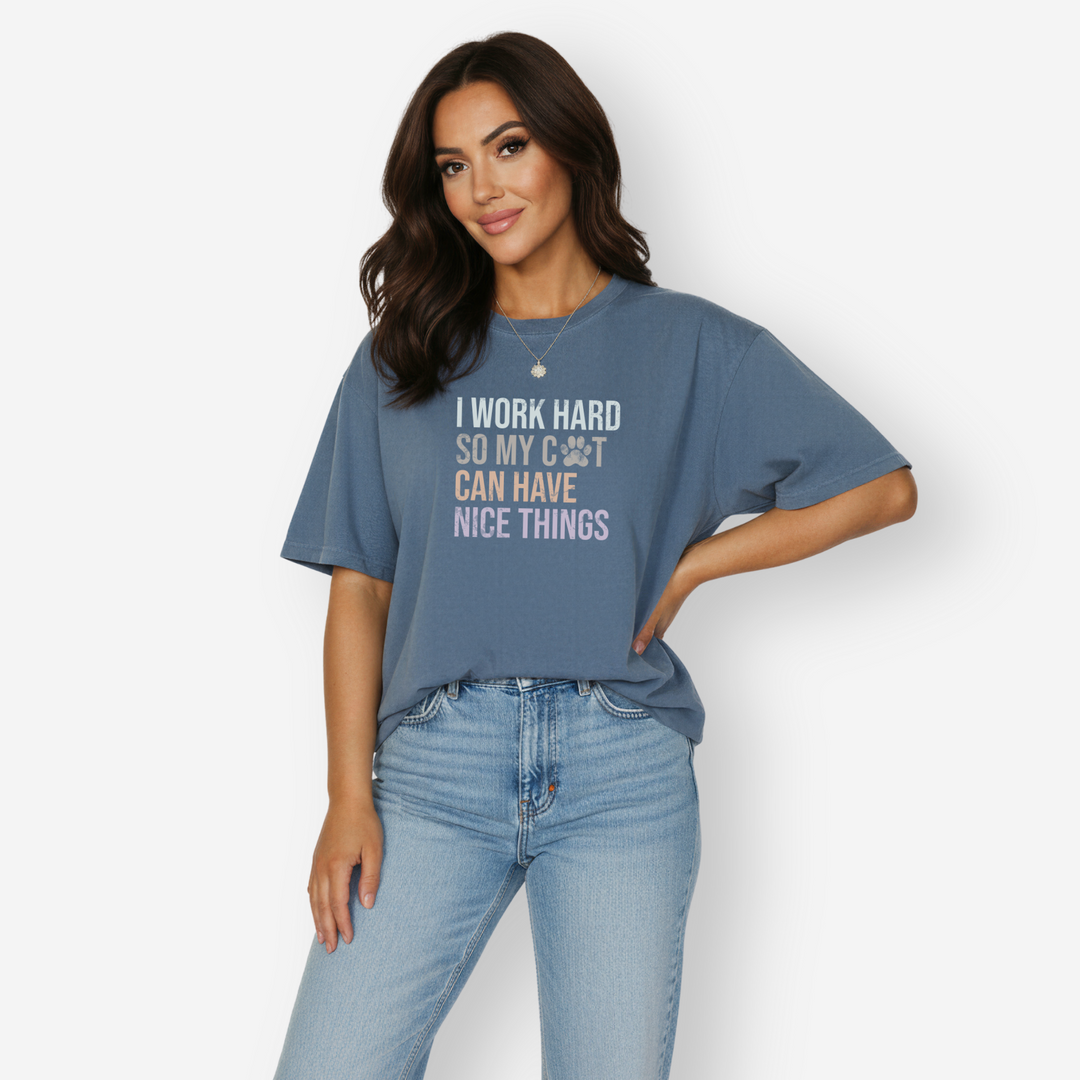 cat-has-nice-things-t-shirt-in-blue-jean - Blue Jean Female