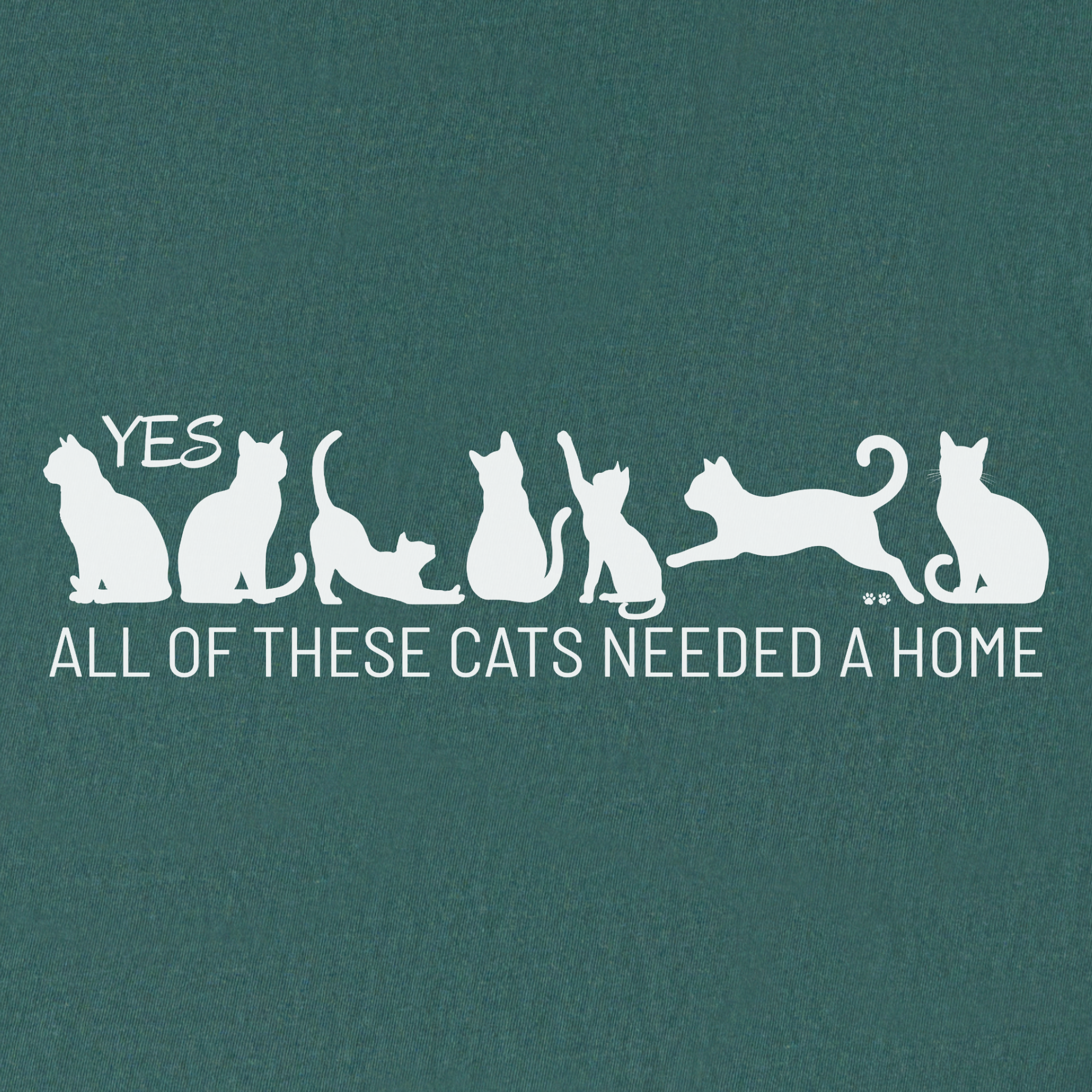 fetch-n-found  unisex tee for men and women featuring , Yes all of these cats needed a home Blue Spruce graphic T-Shirt made of 100% cotton - Blue Spruce Full Graphic