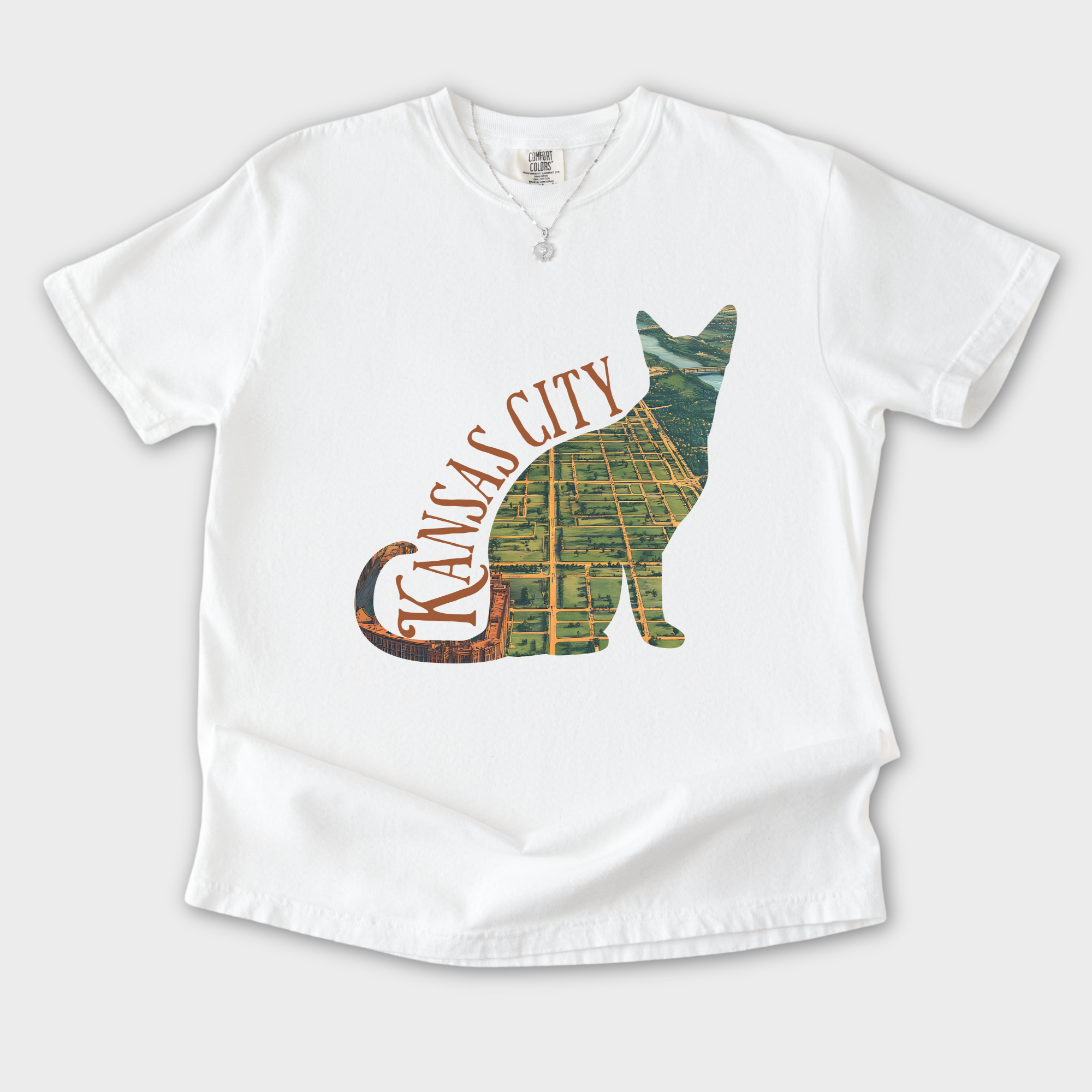 kansas-city-missouri-river-cat-map-t-shirt-in-white - White Flat Lay Front