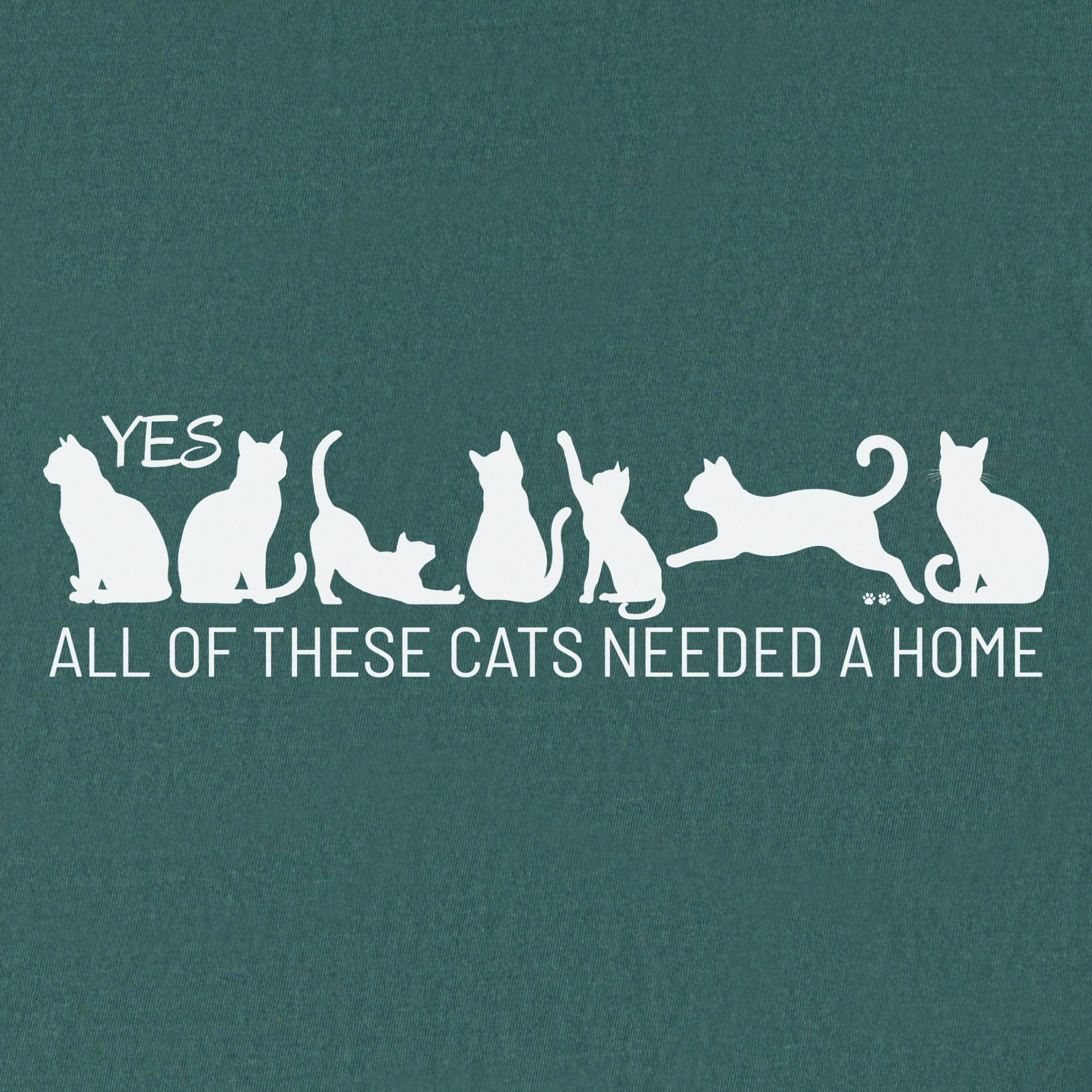 fetch-n-found  unisex tee for men and women featuring , Yes all of these cats needed a home Blue Spruce graphic T-Shirt made of 100% cotton - Blue Spruce Full Graphic