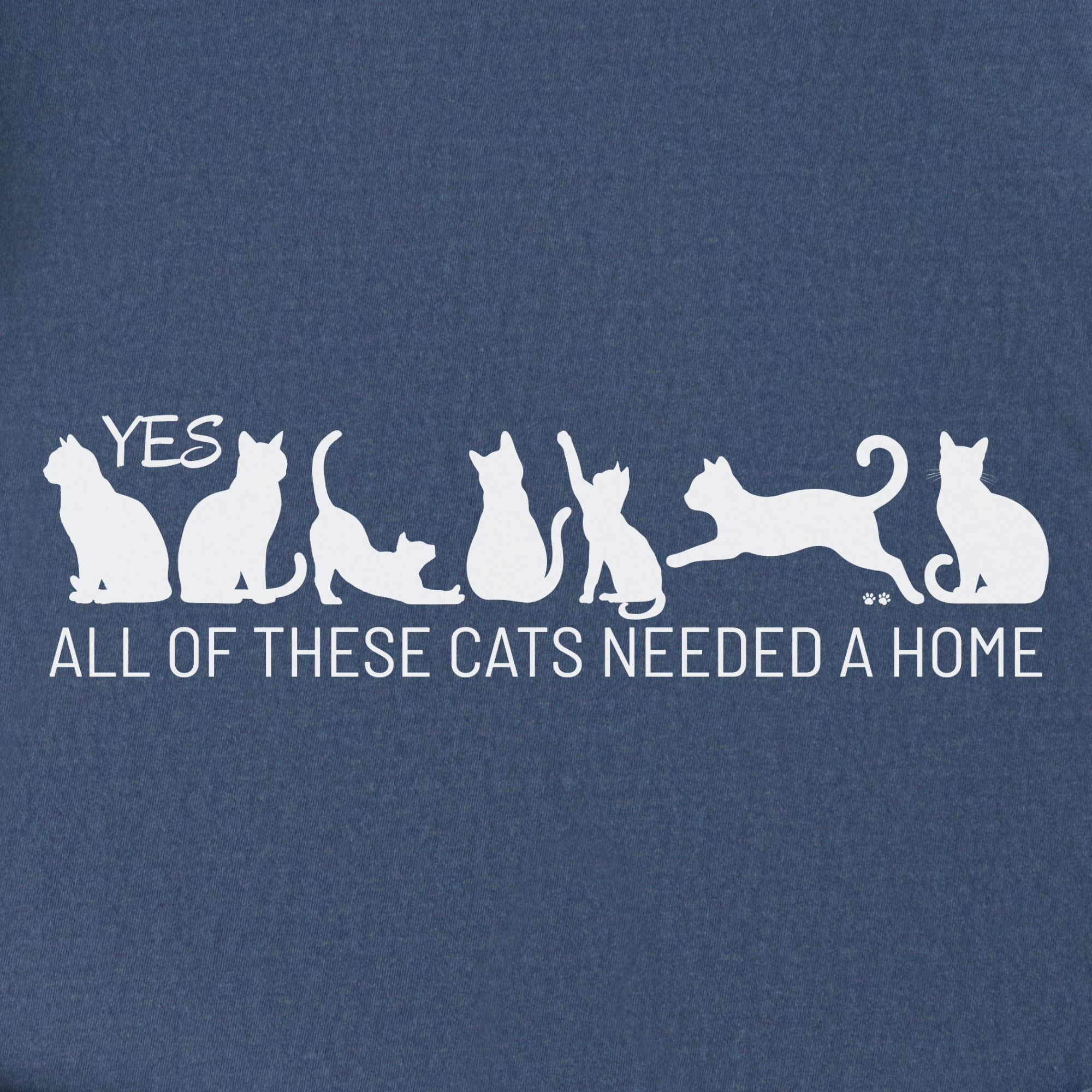 fetch-n-found  unisex tee for men and women featuring , Yes all of these cats needed a home Denim graphic T-Shirt made of 100% cotton - Denim Full Graphic
