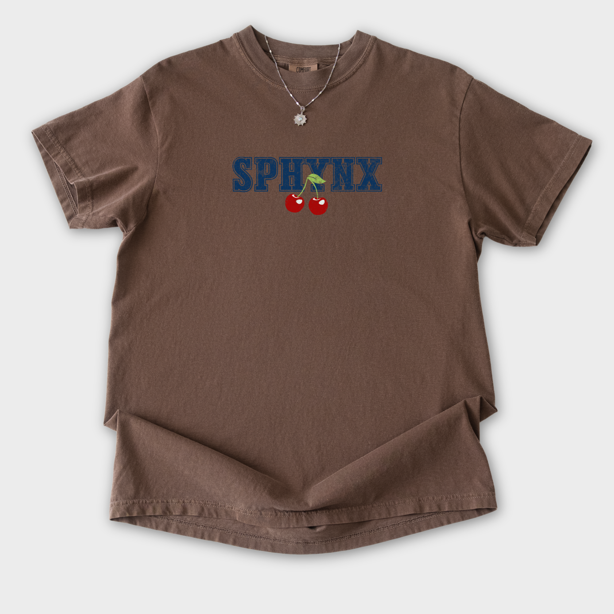 sphynx-cherry-comfort-colors-t-shirt-in-espresso - Espresso Flat Lay Front