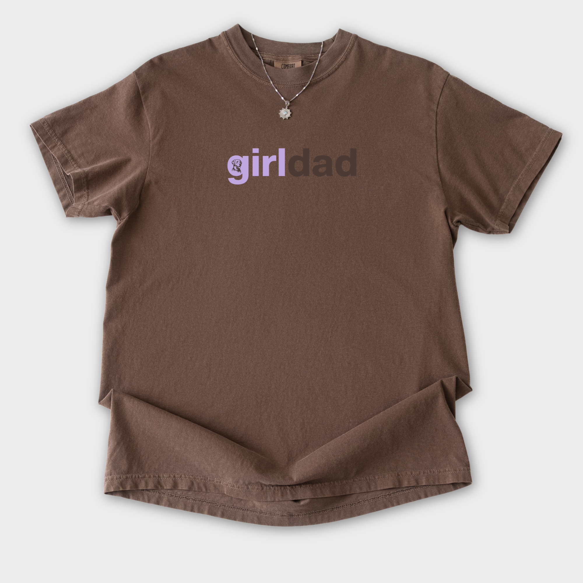 artistic-girl-dog-dad-dog-text-comfort-colors-t-shirt-in-espresso - Espresso Flat Lay Front
