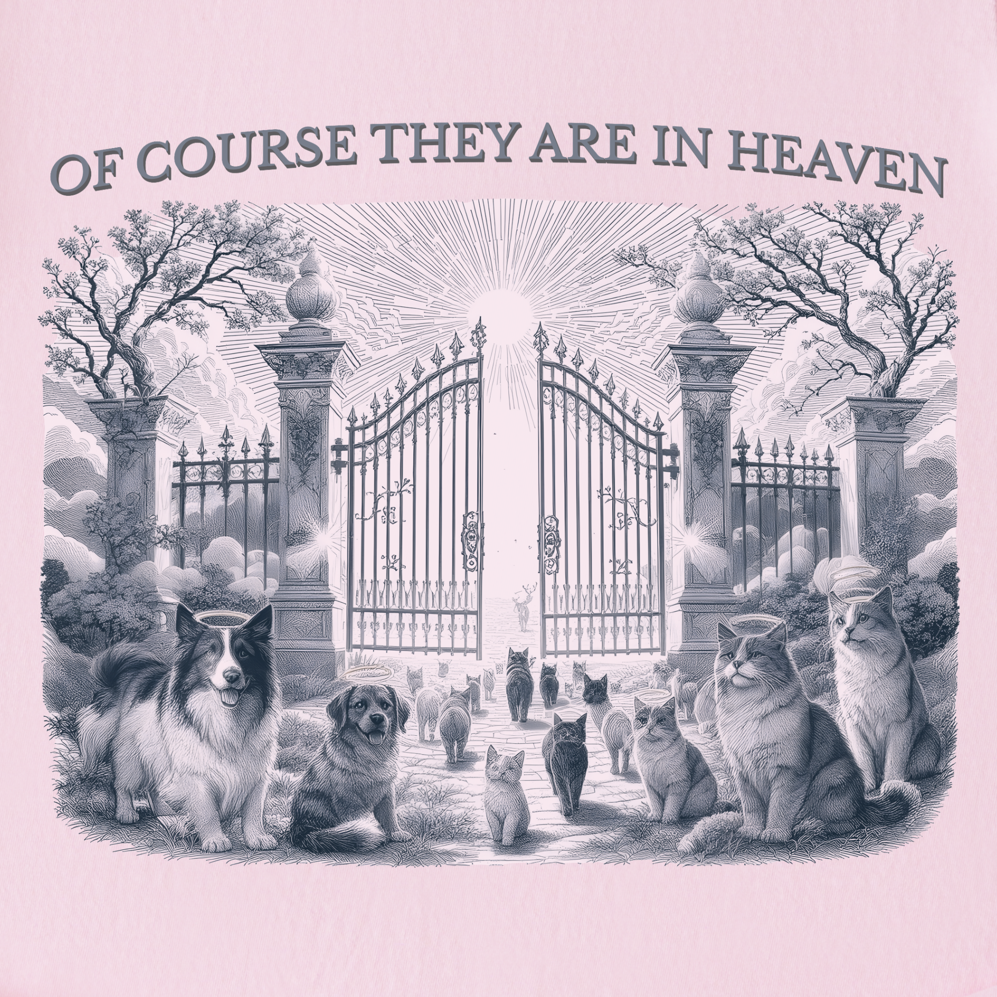 fetch-n-found  unisex tee for men and women featuring , Of Course They Are In Heaven Lavender Blossom graphic T-Shirt made of 100% cotton - Blossom Full Graphic