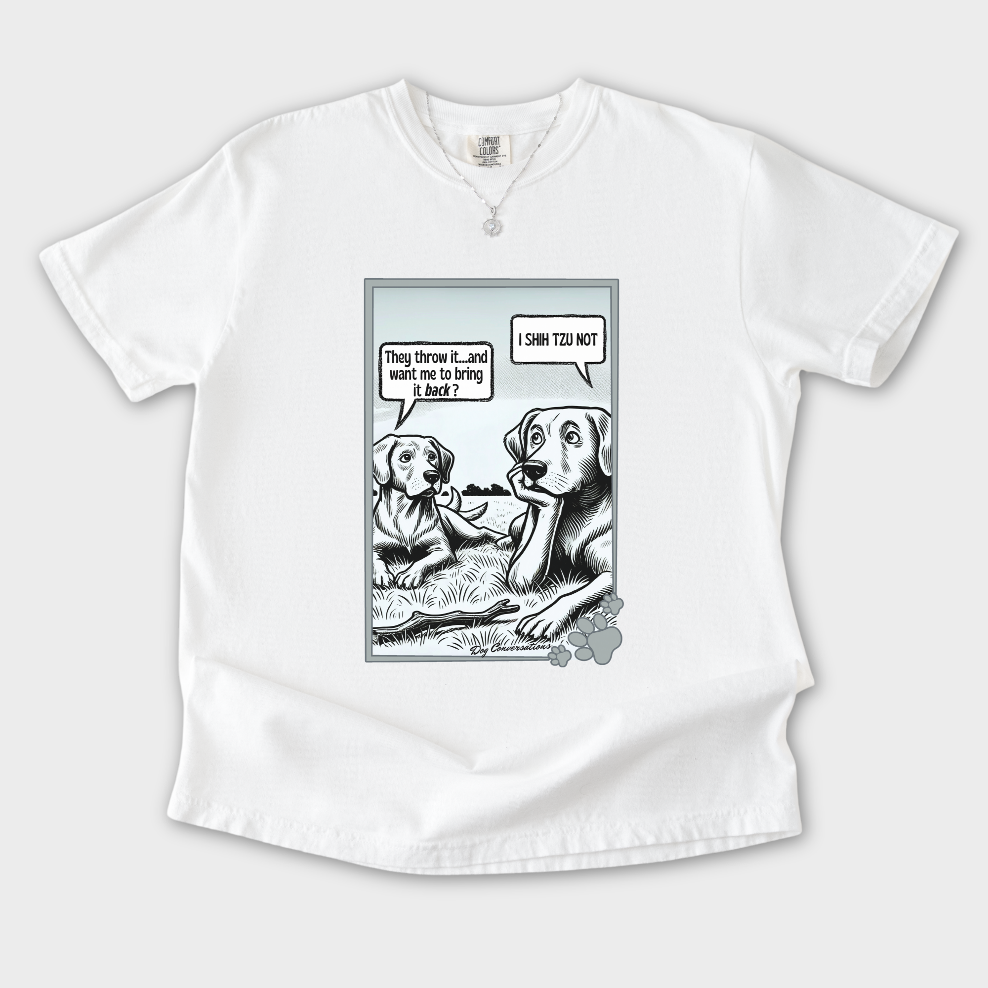 western-i-shih-tzu-not-stick-dog-graphic-comfort-colors-t-shirt-in-white - White Flat Lay Front