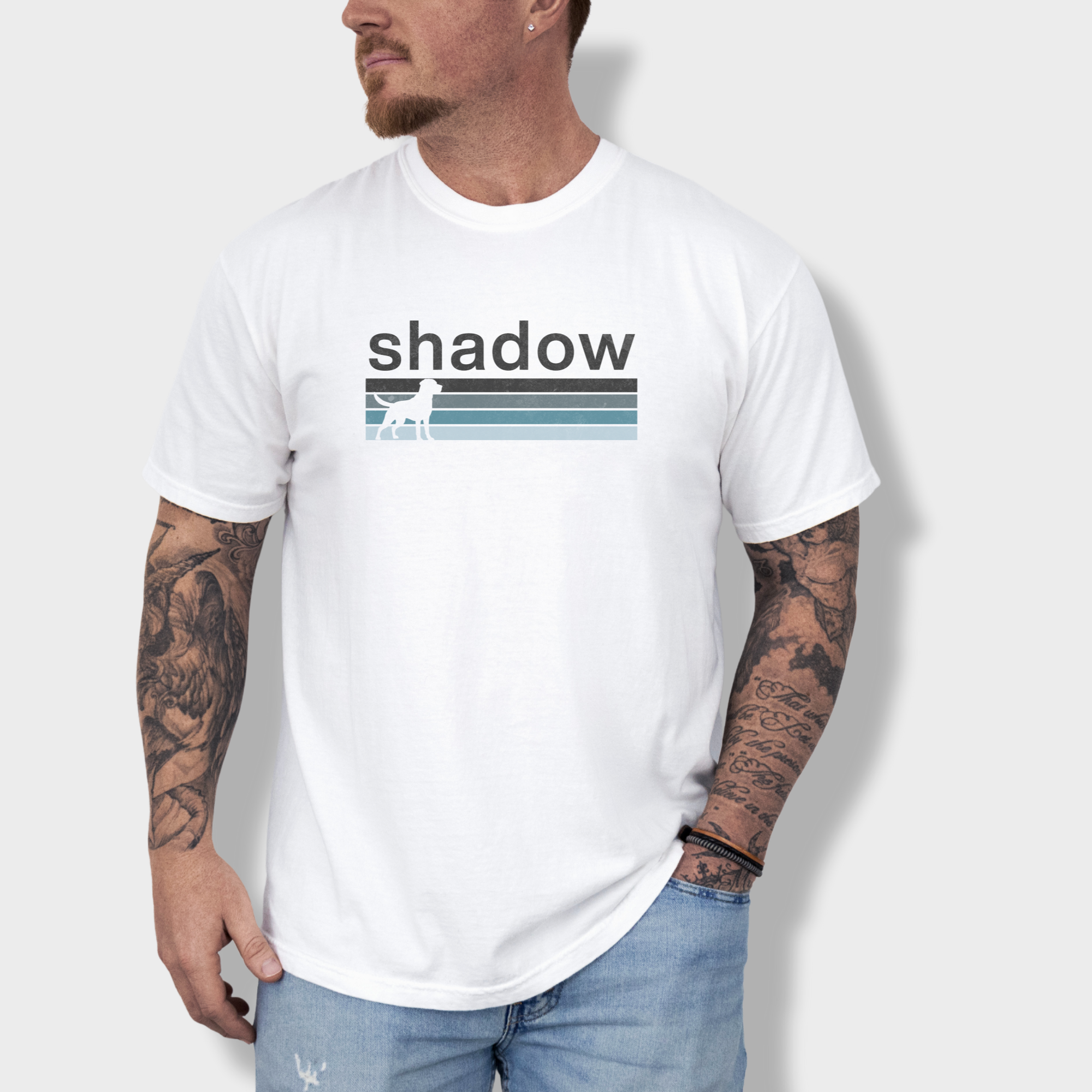 retro-dog-shadow-dog-text-comfort-colors-t-shirt-in-white - White Lifestyle Male Model