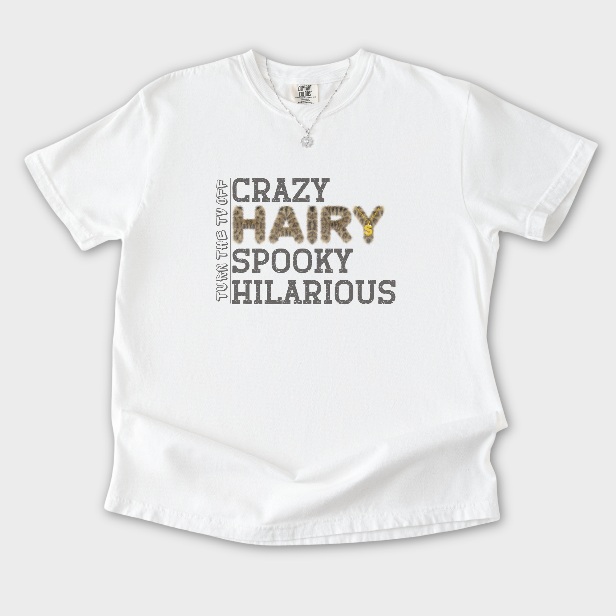 kendrick-lamar-inspired-crazy-scary-spooky-hilarious-pet-version-t-shirt-in-white - White Flat Lay Front