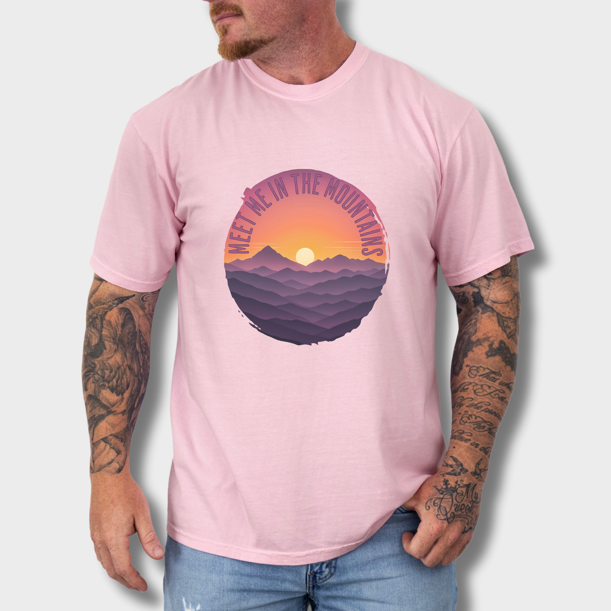 artistic-meet-me-in-the-mountains-version-ii-pet-graphic-comfort-colors-t-shirt-in-blossom - Blossom Lifestyle Male Model