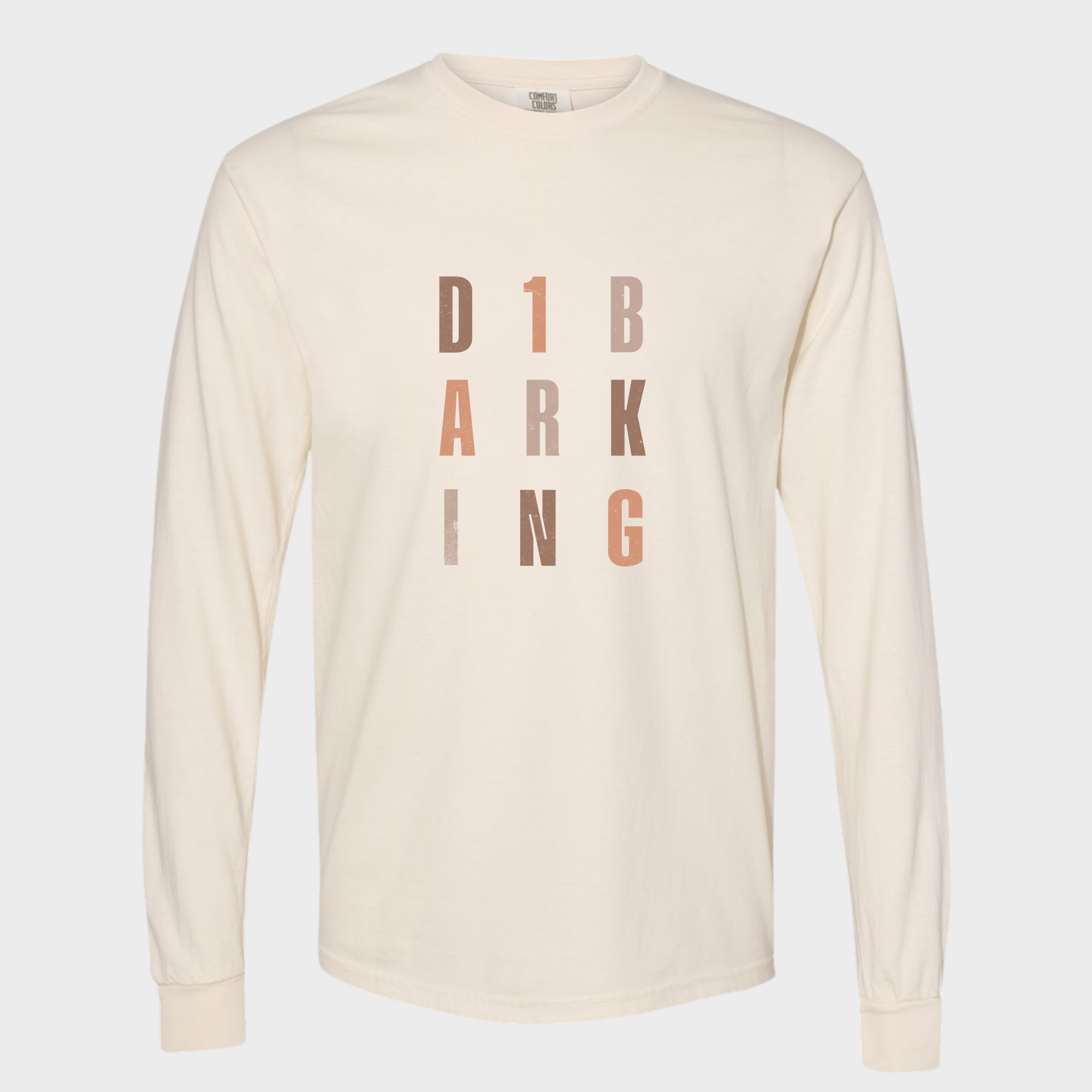 fetch-n-found  unisex tee for men and women featuring , D1 Barking Modern Neutral Grid Ivory graphic T-Shirt made of 100% cotton - Ivory 3D Front
