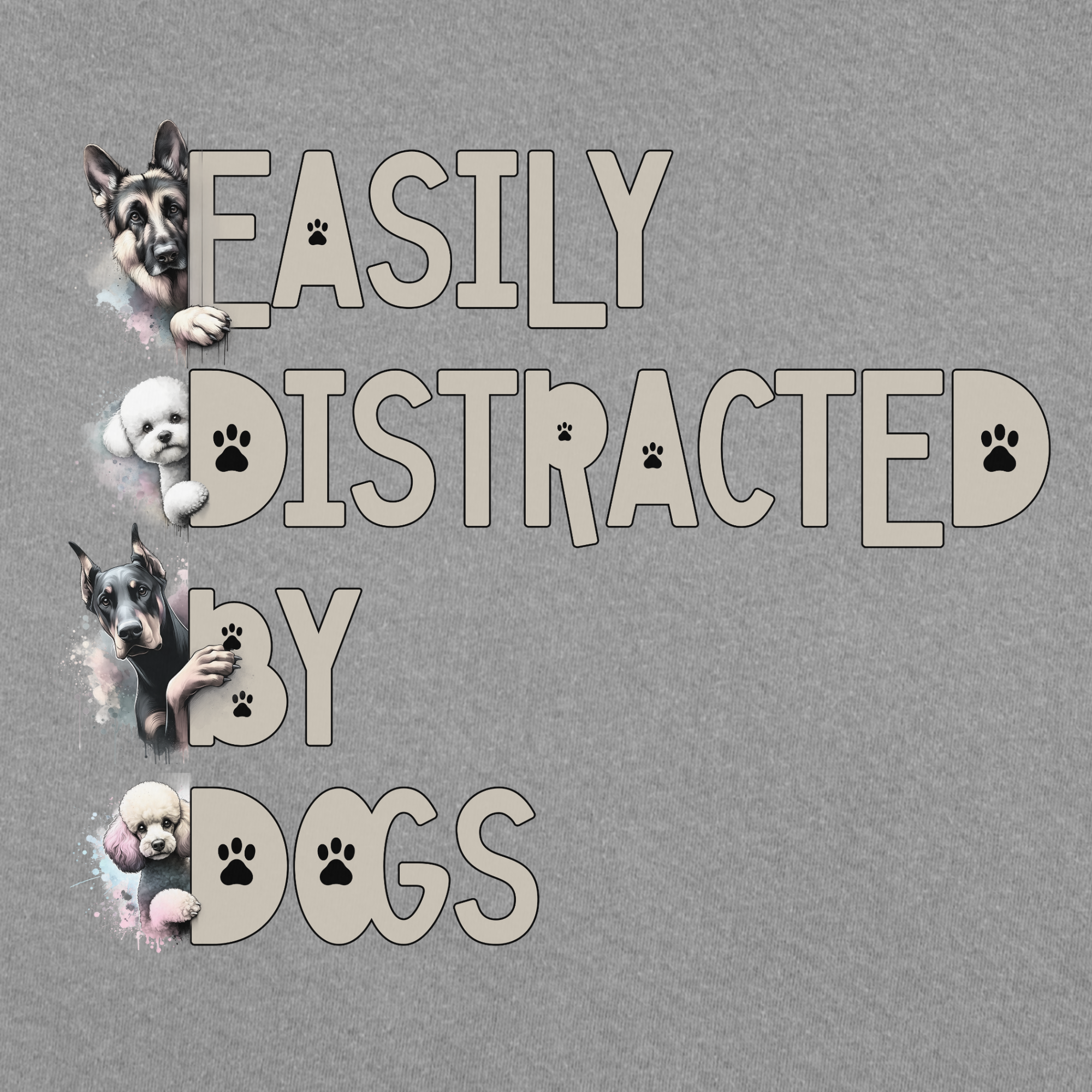 easily-distracted-by-dogs-t-shirt-in-grey - Grey Full Graphic