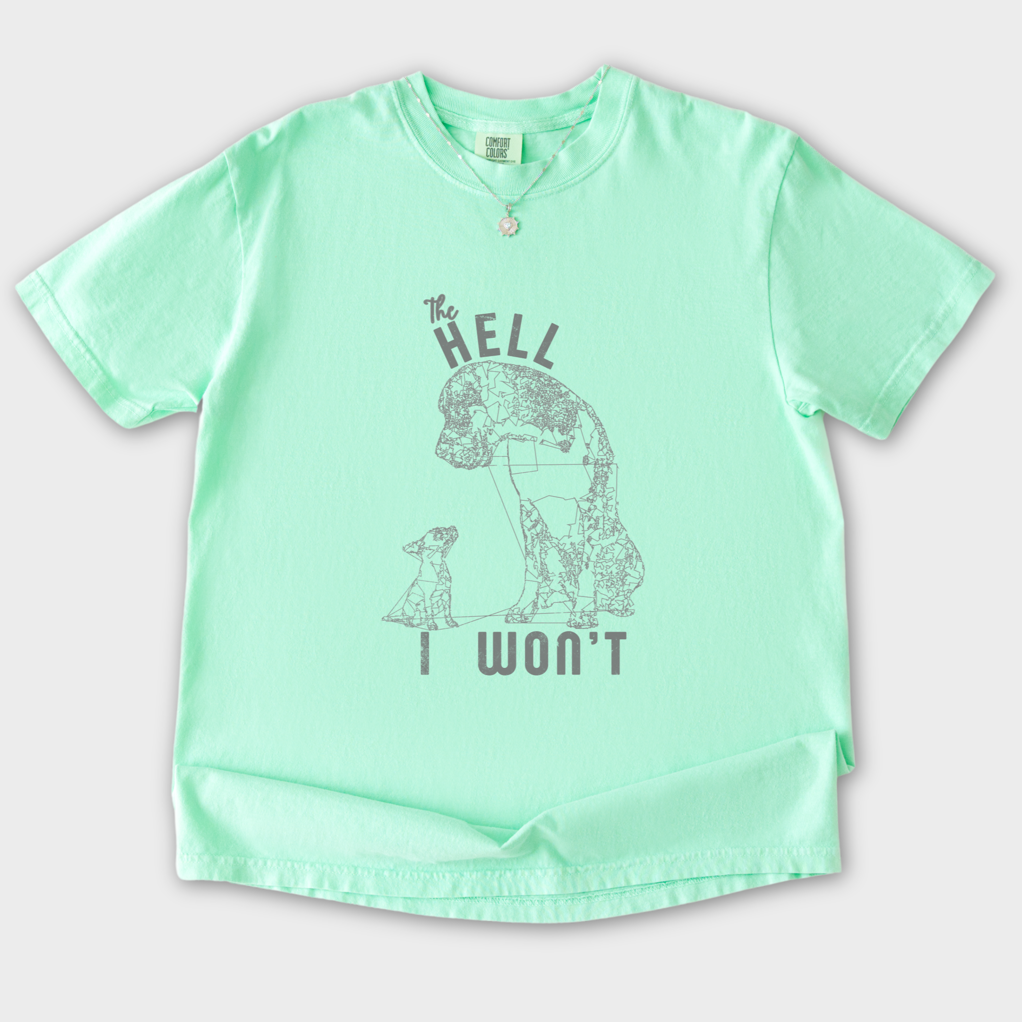 the-hell-i-wont-dog-edition-comfort-colors-t-shirt-in-island-reef - Island Reef Flat Lay Front
