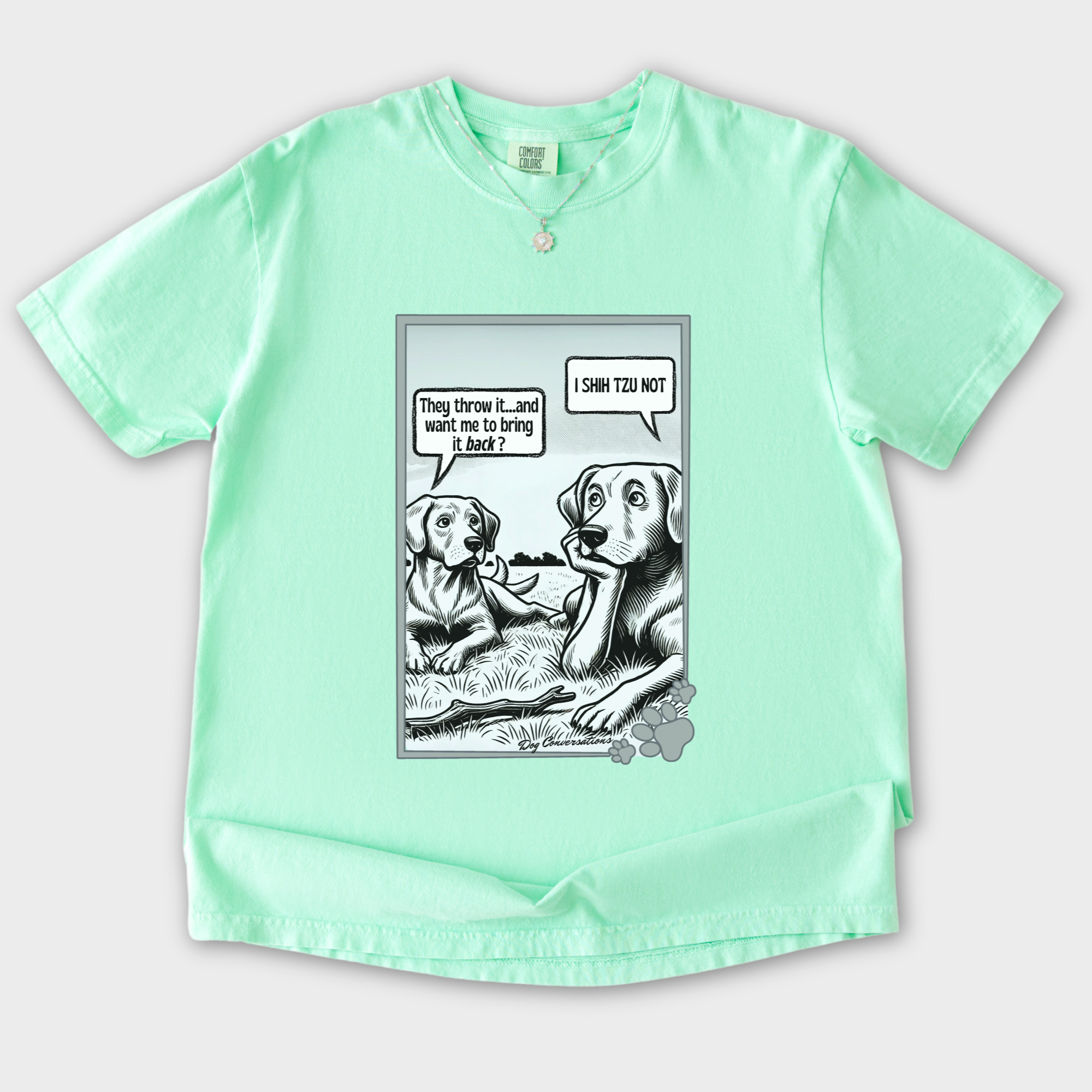western-i-shih-tzu-not-stick-dog-graphic-comfort-colors-t-shirt-in-island-reef - Island Reef Flat Lay Front