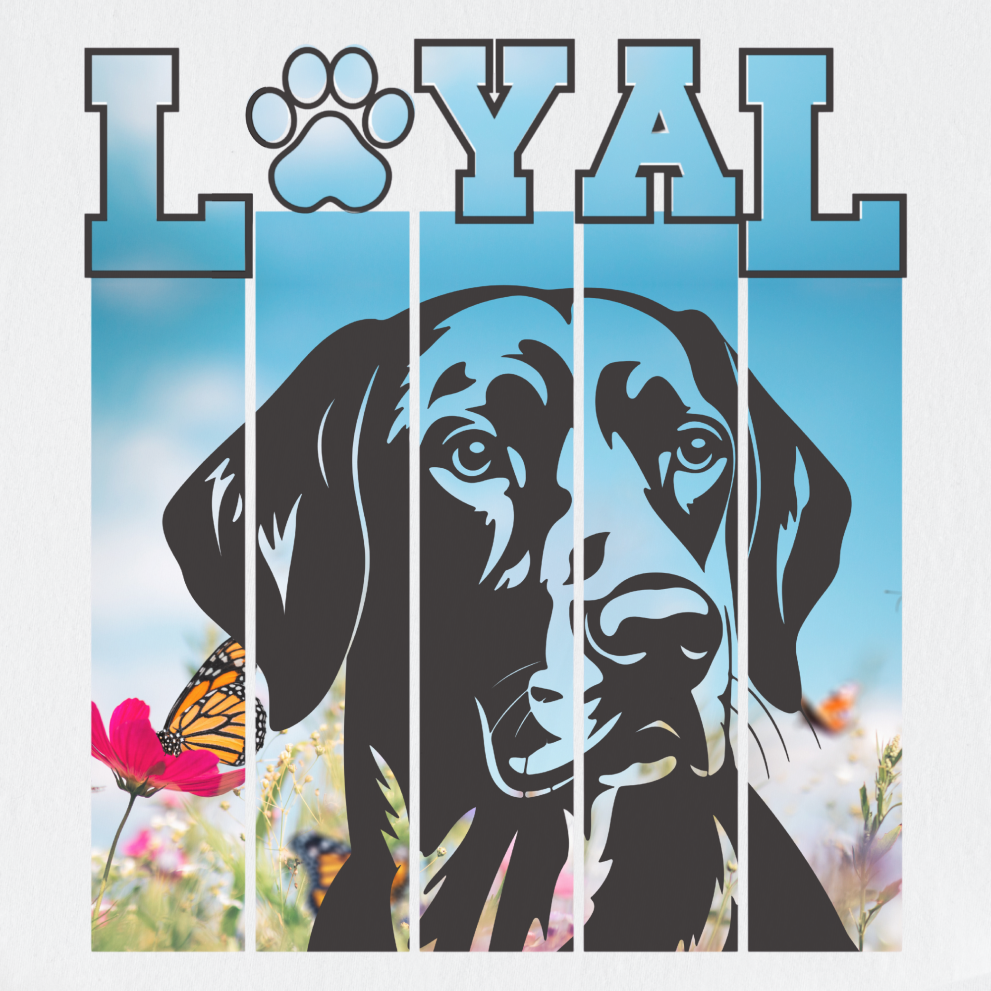 artistic-loyal-dog-graphic-comfort-colors-t-shirt-in-white - White Full Graphic