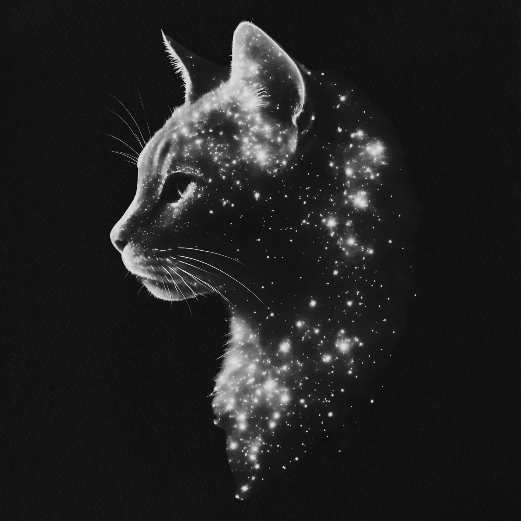 artistic-astrological-cat-cat-graphic-comfort-colors-t-shirt-in-black - Black Full Graphic
