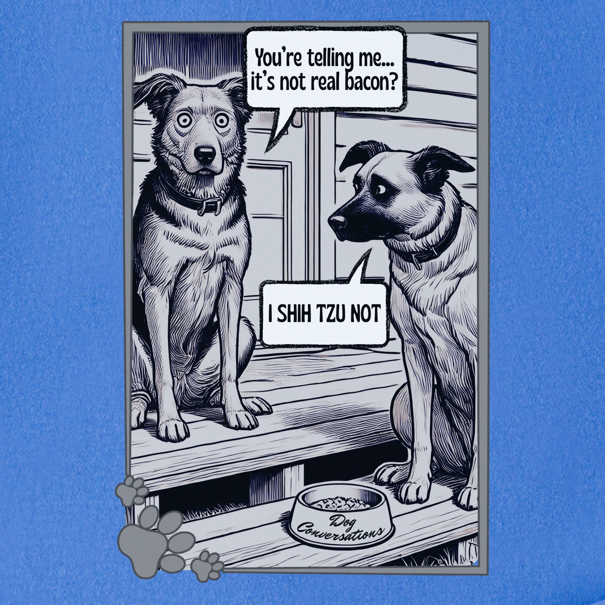 vintage-i-shih-tzu-not-bacon-dog-line-art-comfort-colors-t-shirt-in-flo-blue - Flo Blue Full Graphic