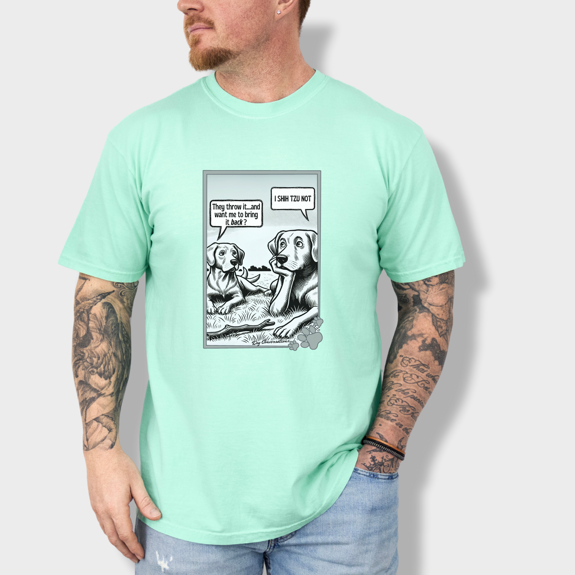 western-i-shih-tzu-not-stick-dog-graphic-comfort-colors-t-shirt-in-island-reef - Island Reef Lifestyle Male Model