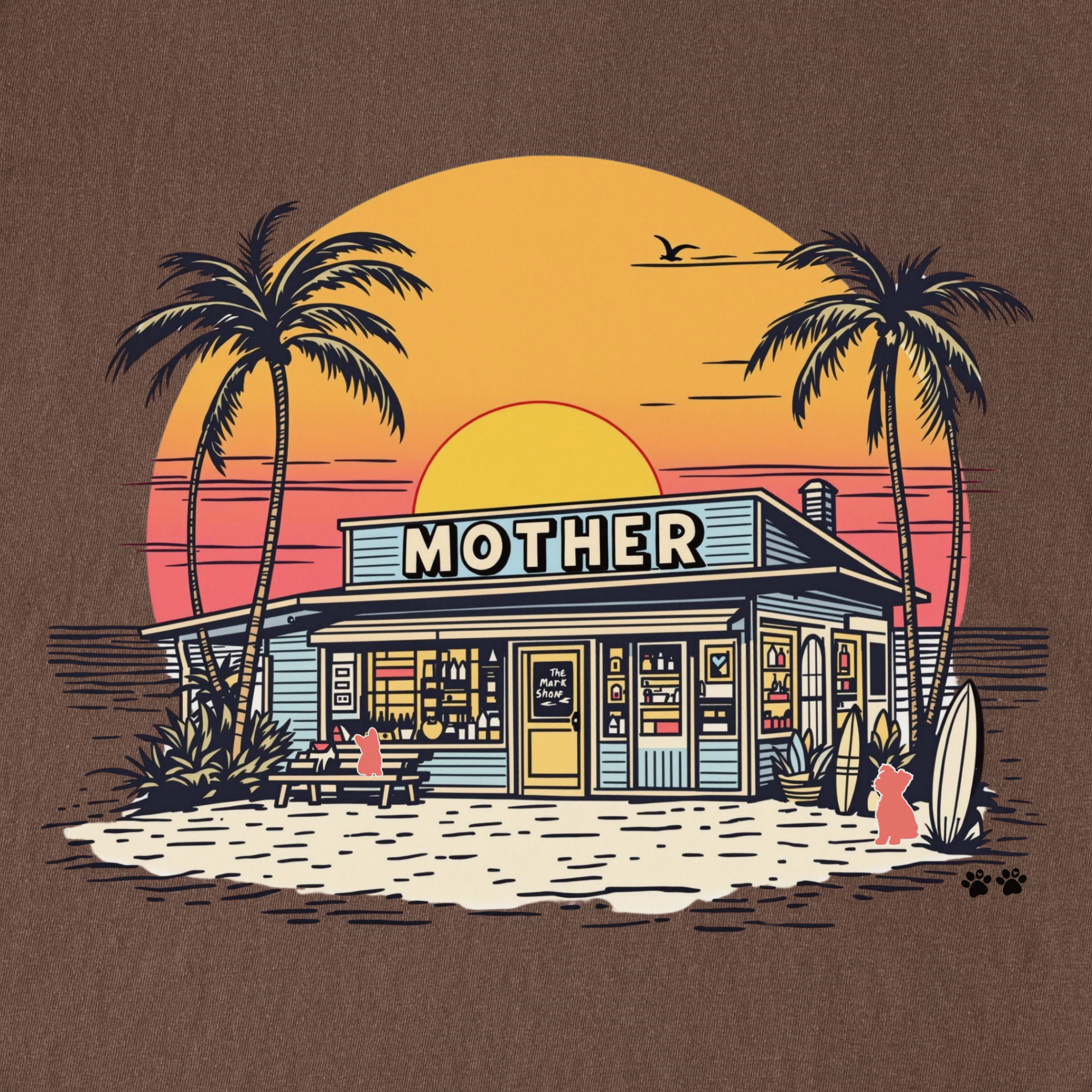 vintage-mother-surf-shop-dog-graphic-comfort-colors-t-shirt-in-espresso - Espresso Full Graphic