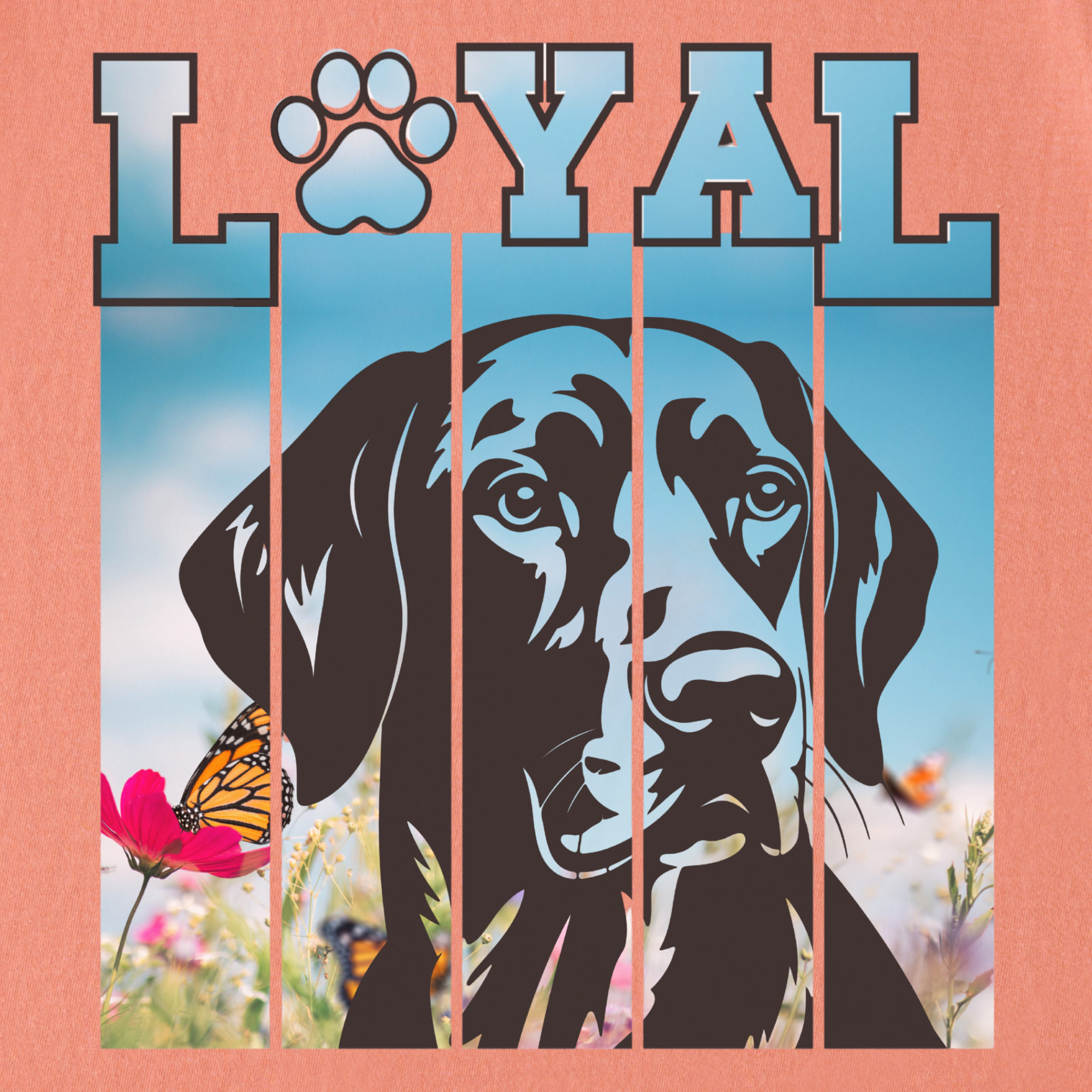 artistic-loyal-dog-graphic-comfort-colors-t-shirt-in-terracotta - Terracotta Full Graphic