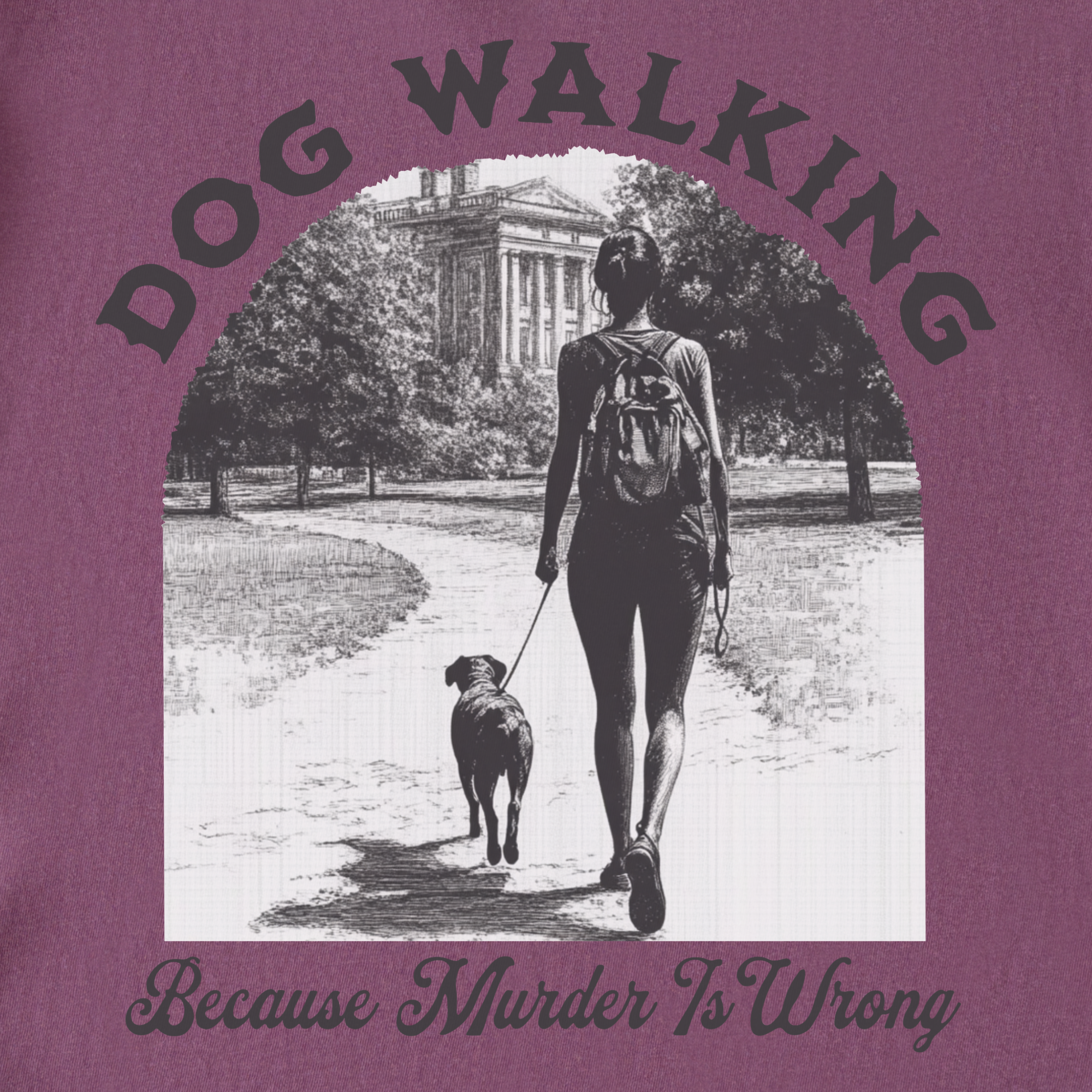 western-murder-is-wrong-dog-graphic-comfort-colors-t-shirt-in-berry - Berry Full Graphic