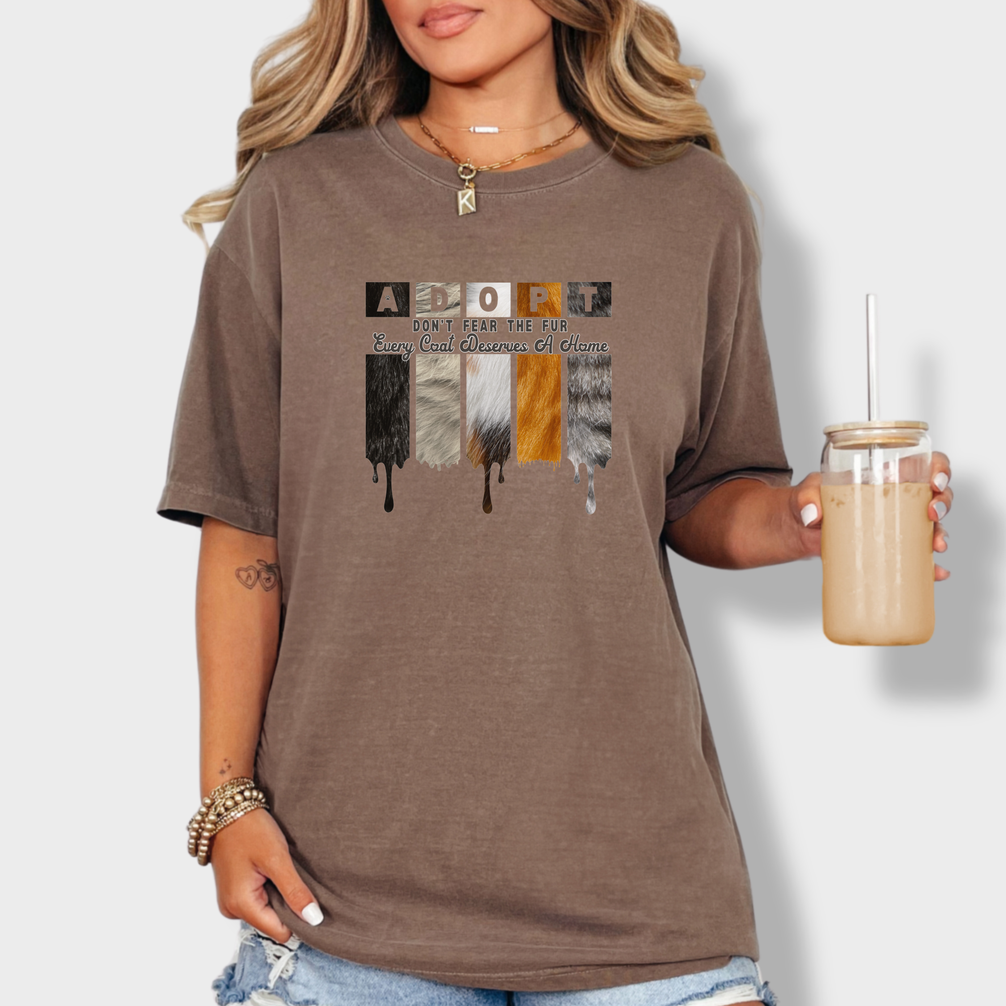 retro-adopt-every-coat-deserves-a-home-cat-minimalist-comfort-colors-t-shirt-in-espresso - Espresso Lifestyle Female Model
