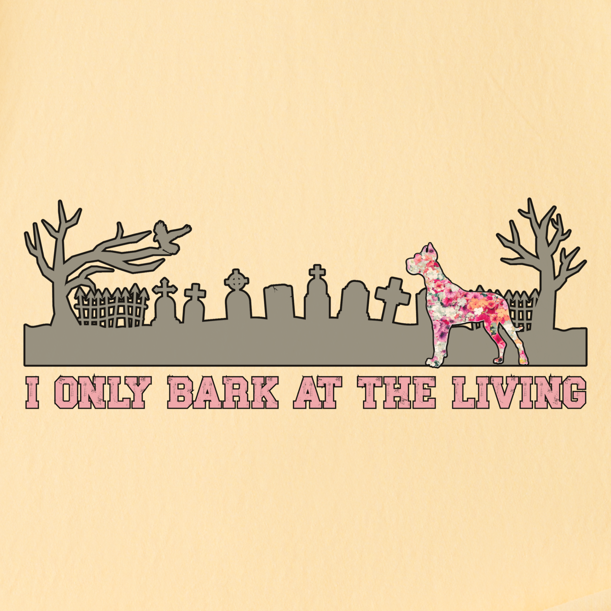 artistic-i-only-bark-at-the-living-dog-graphic-comfort-colors-t-shirt-in-butter - Butter Full Graphic