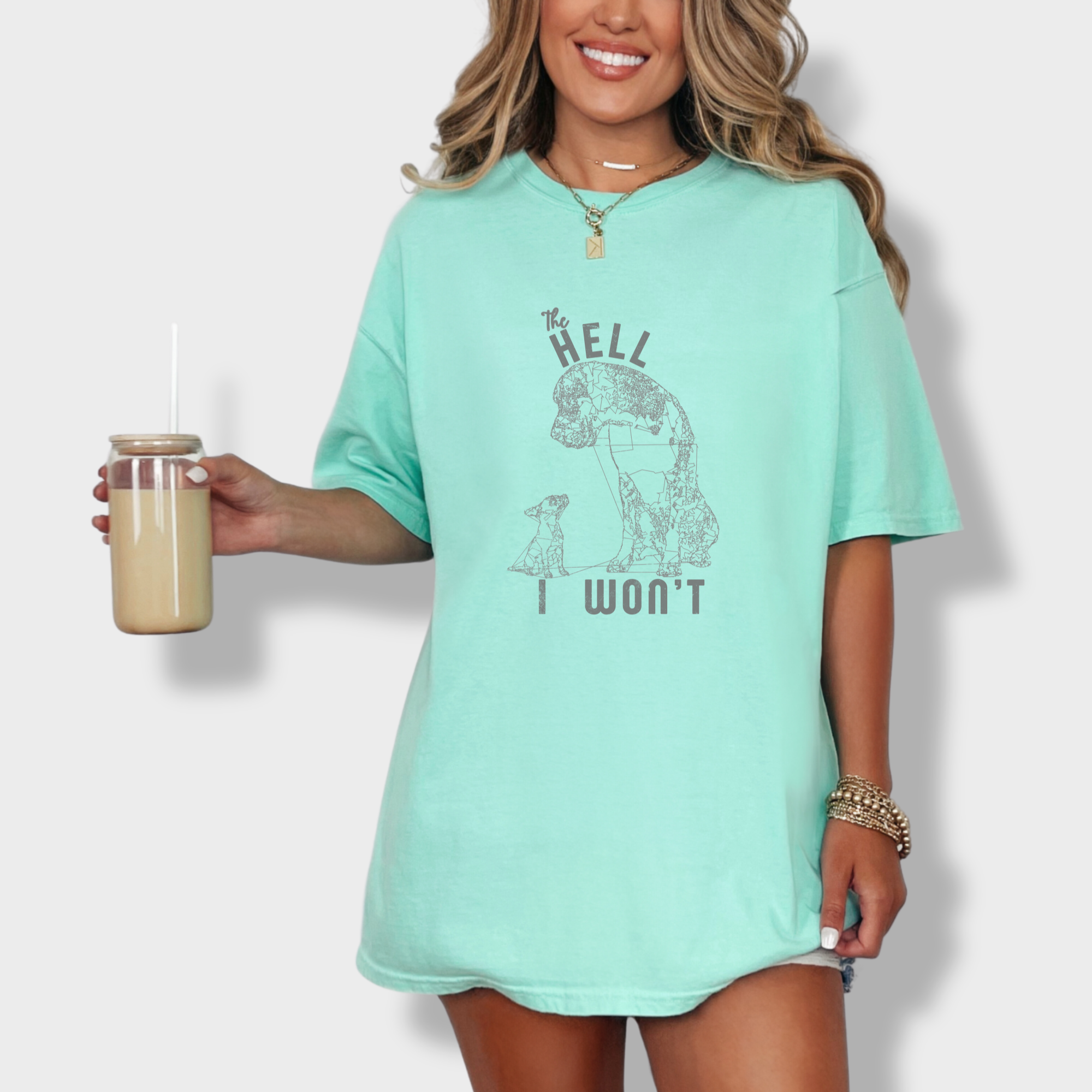 the-hell-i-wont-dog-edition-comfort-colors-t-shirt-in-island-reef - Island Reef Lifestyle Female Model