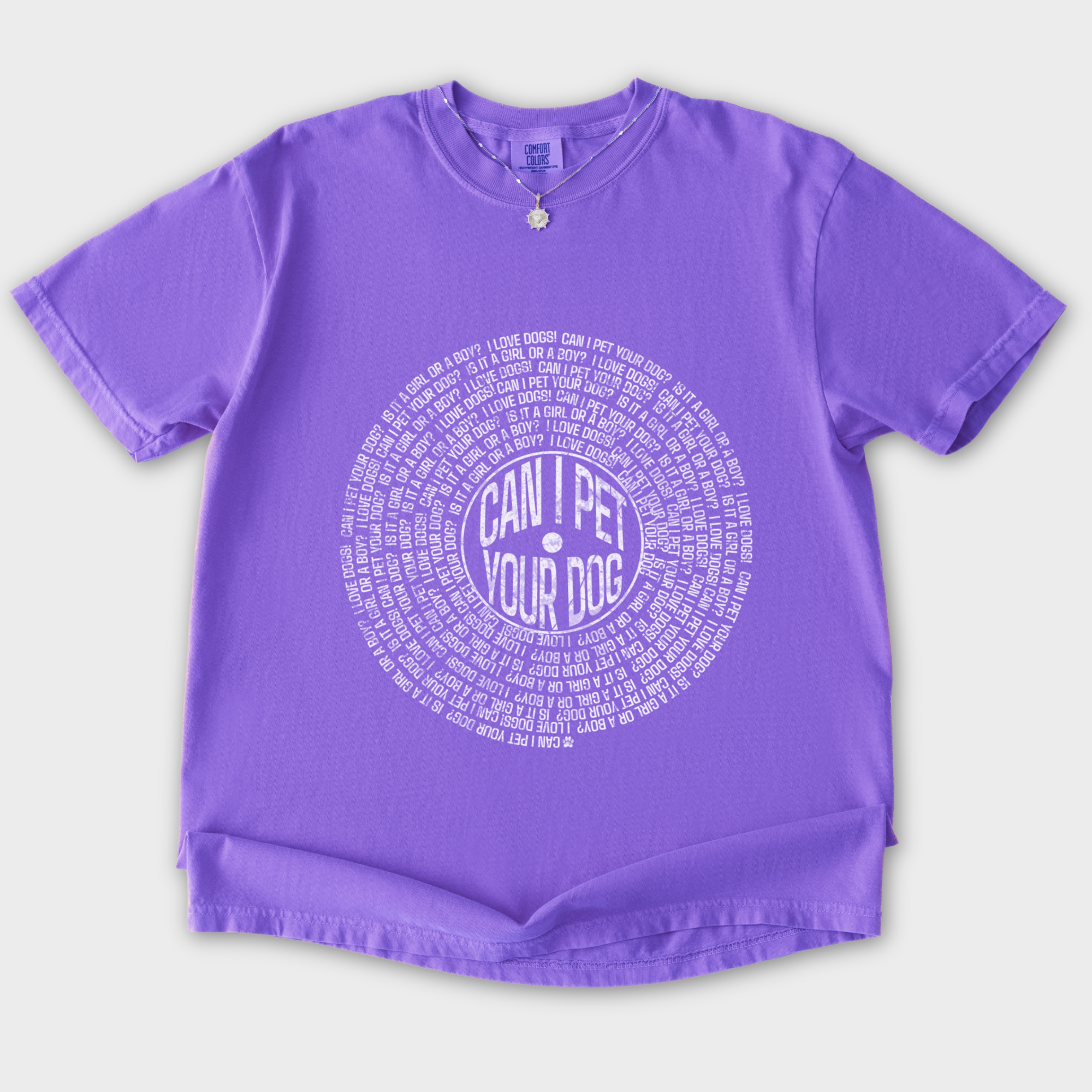 vintage-can-i-pet-your-dog-analog-record-song-dog-graphic-comfort-colors-t-shirt-in-violet - Violet Flat Lay Front