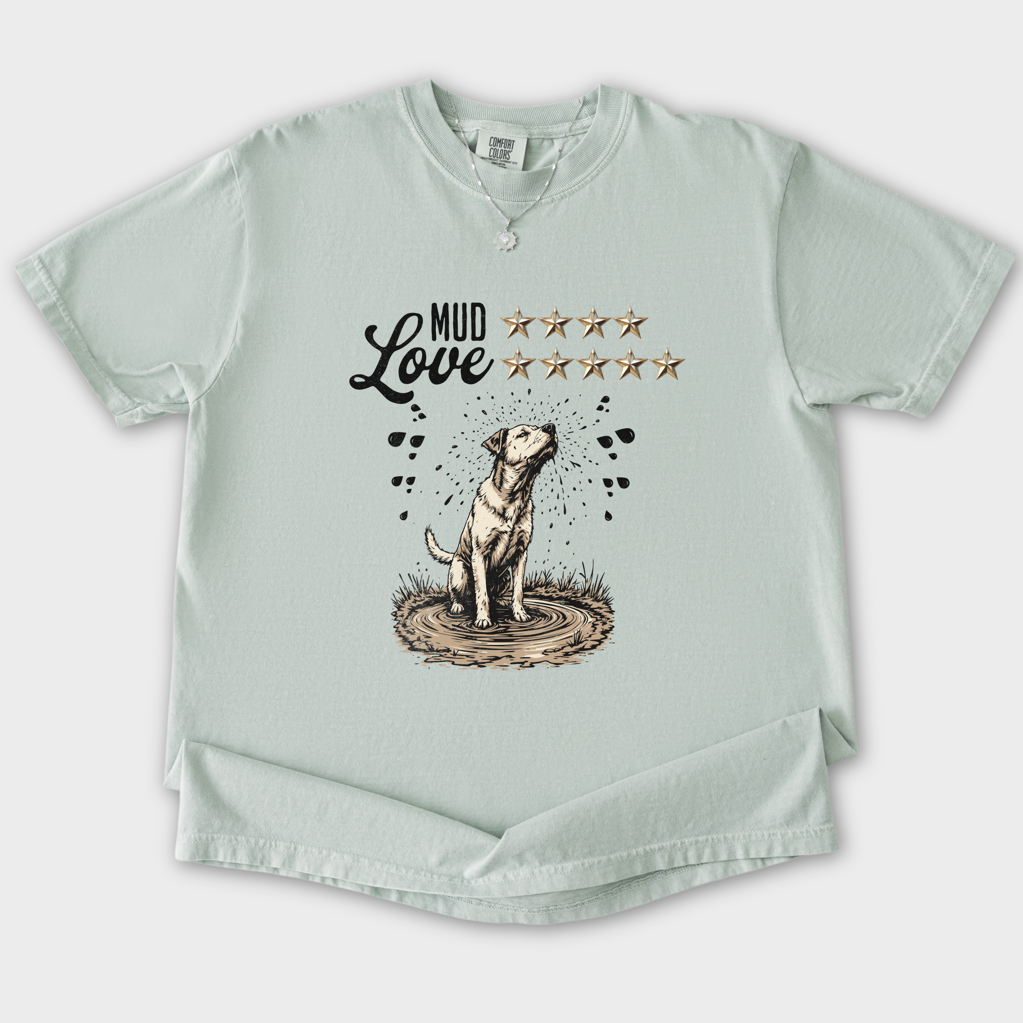 mud-4-stars-love-5-stars-tshirt-in-bay - Bay Flat Lay Front