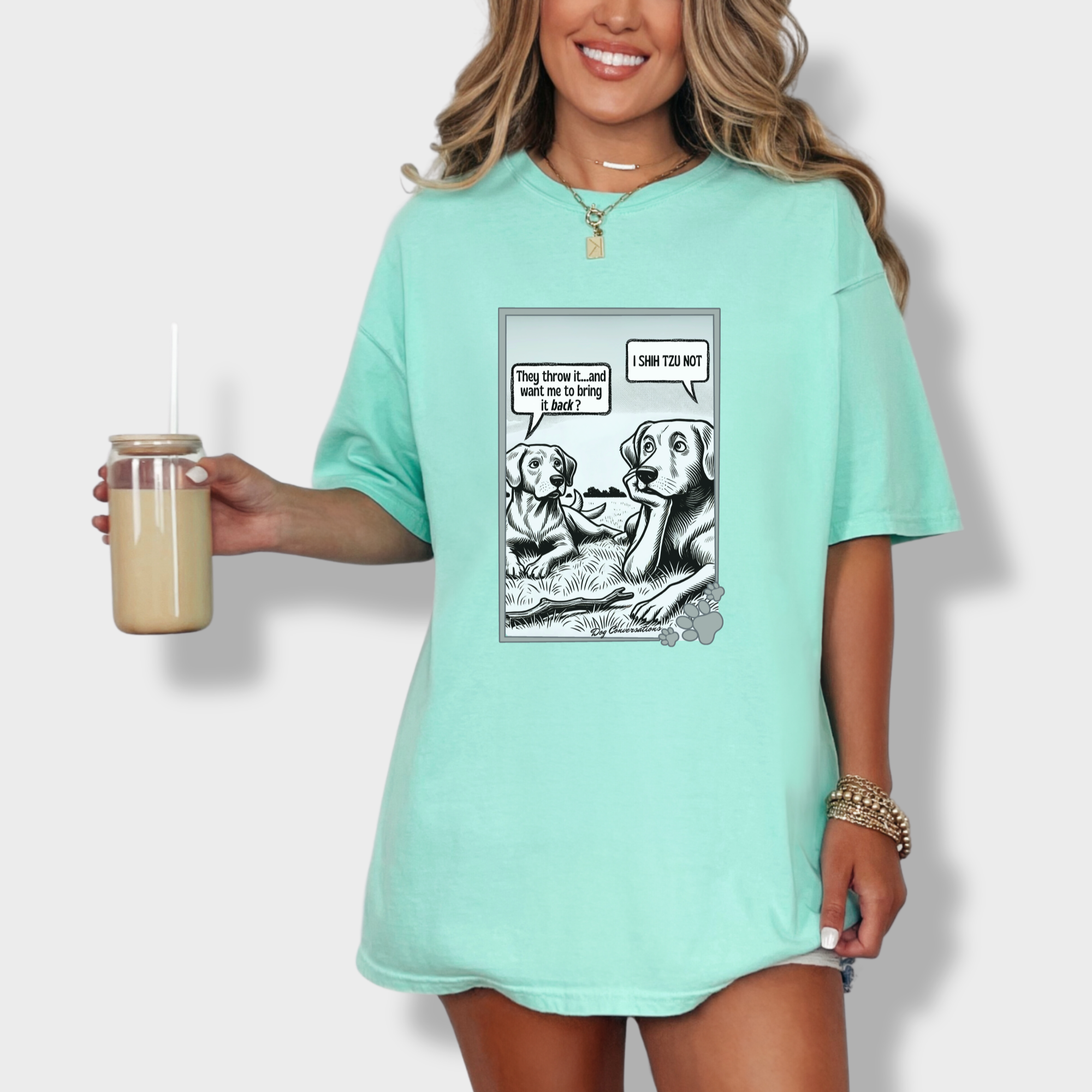 western-i-shih-tzu-not-stick-dog-graphic-comfort-colors-t-shirt-in-island-reef - Island Reef Lifestyle Female Model