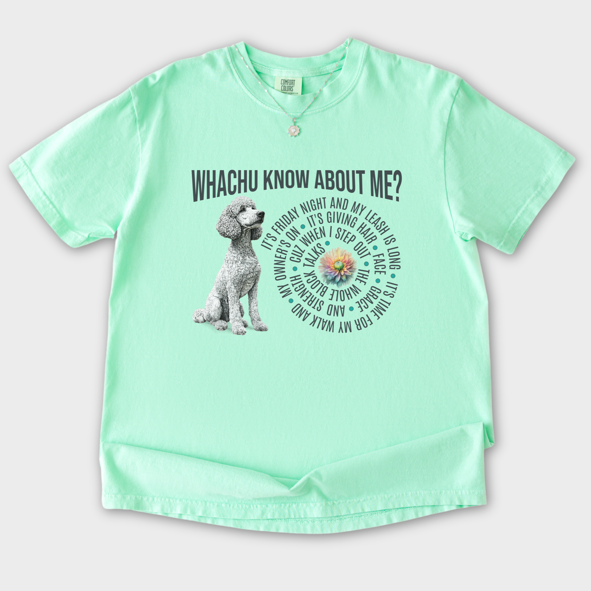 glorilla-inspired-whatchu-know-about-me-t-shirt-in-island-reef - Island Reef Flat Lay Front