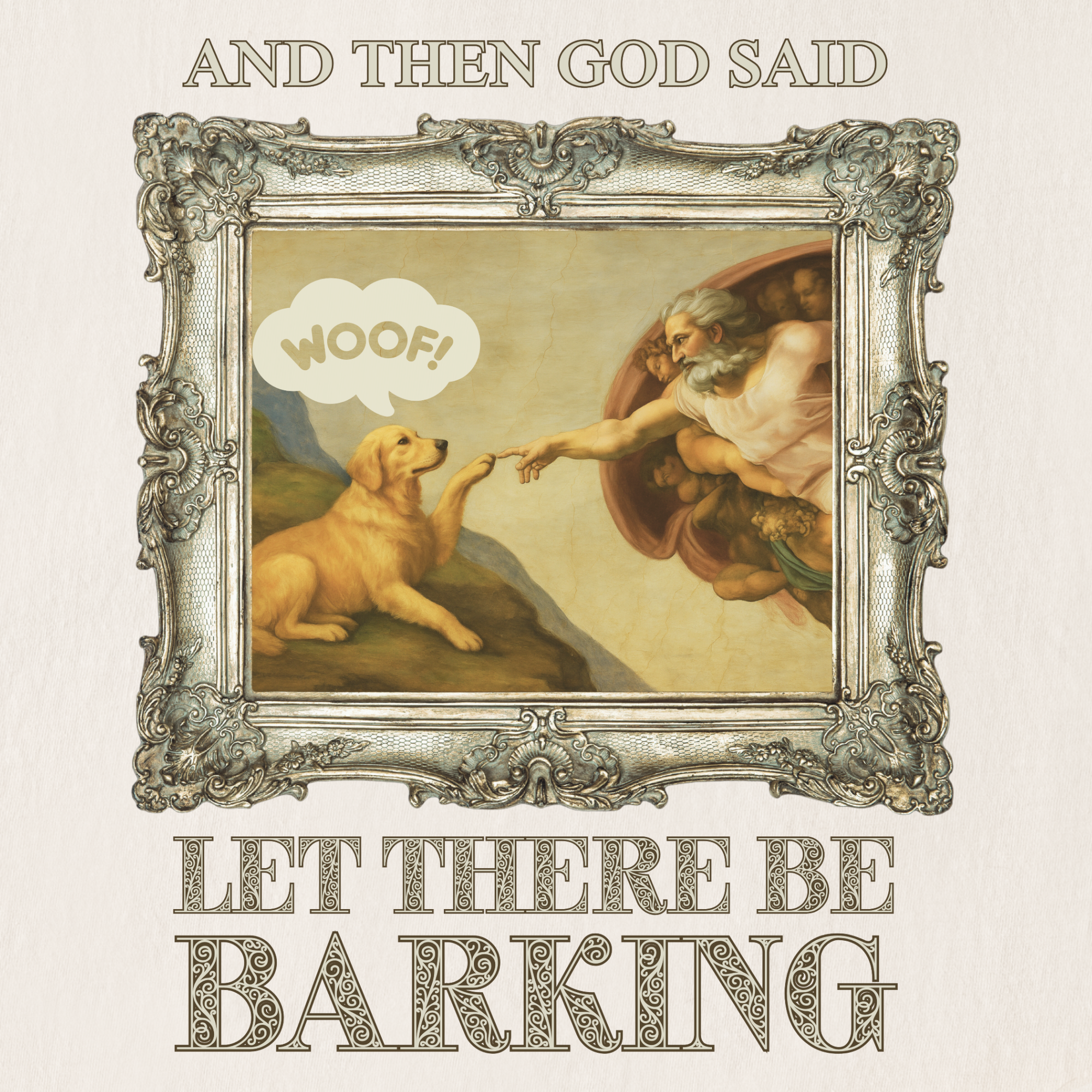 vintage-let-there-be-barking-dog-graphic-comfort-colors-t-shirt-in-ivory - Ivory Full Graphic