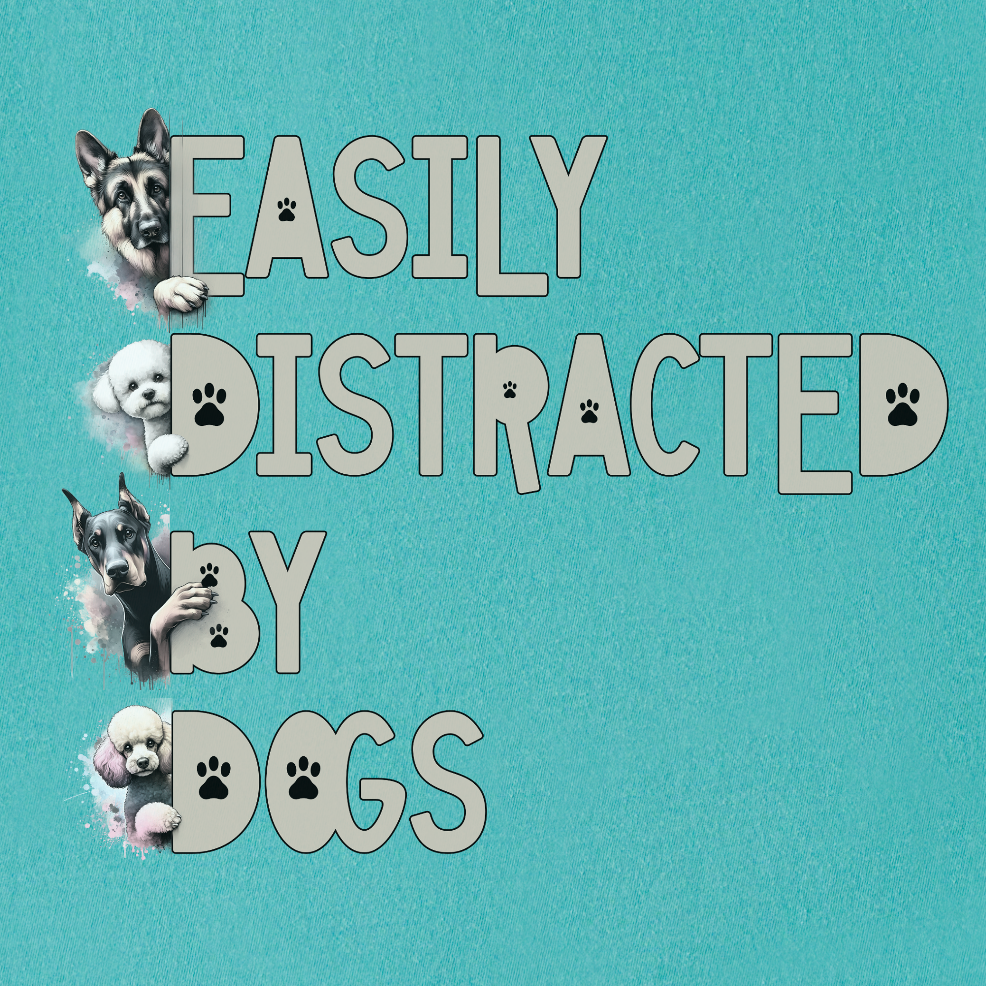 easily-distracted-by-dogs-t-shirt-in-seafoam - Seafoam Full Graphic