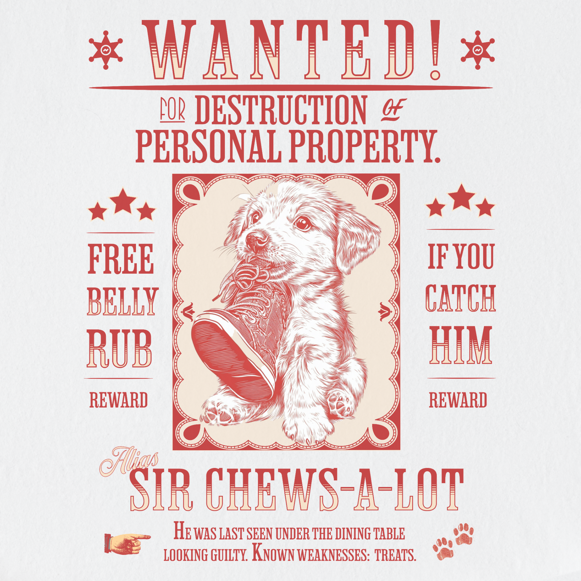 retro-western-wanted-puppy-t-shirt-1-in-white - White Full Graphic