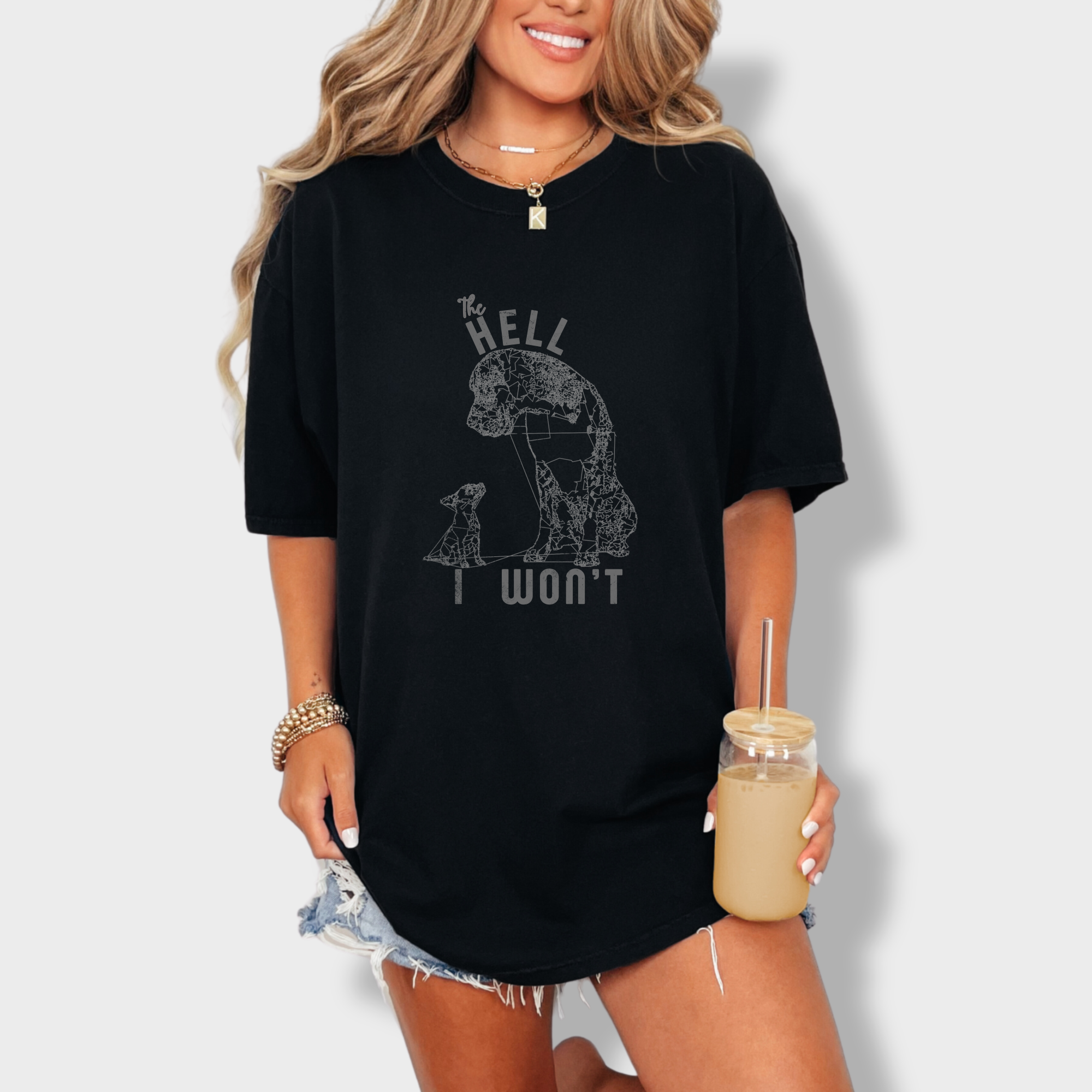 the-hell-i-wont-dog-edition-comfort-colors-t-shirt-in-black - Black Lifestyle Female Model