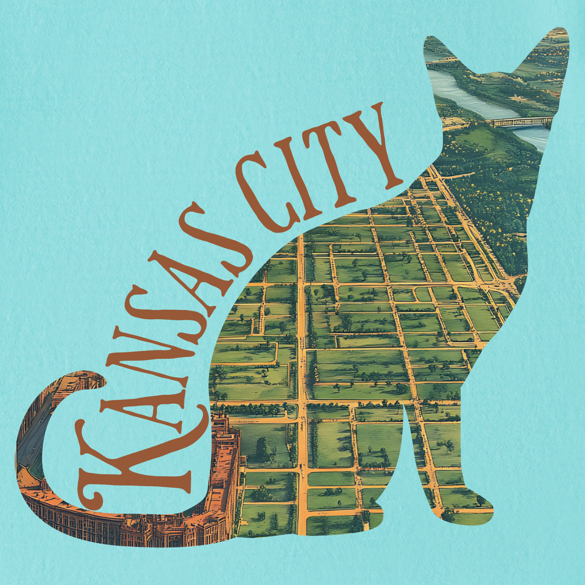kansas-city-missouri-river-cat-map-t-shirt-in-chalky-mint - Chalky Mint Full Graphic